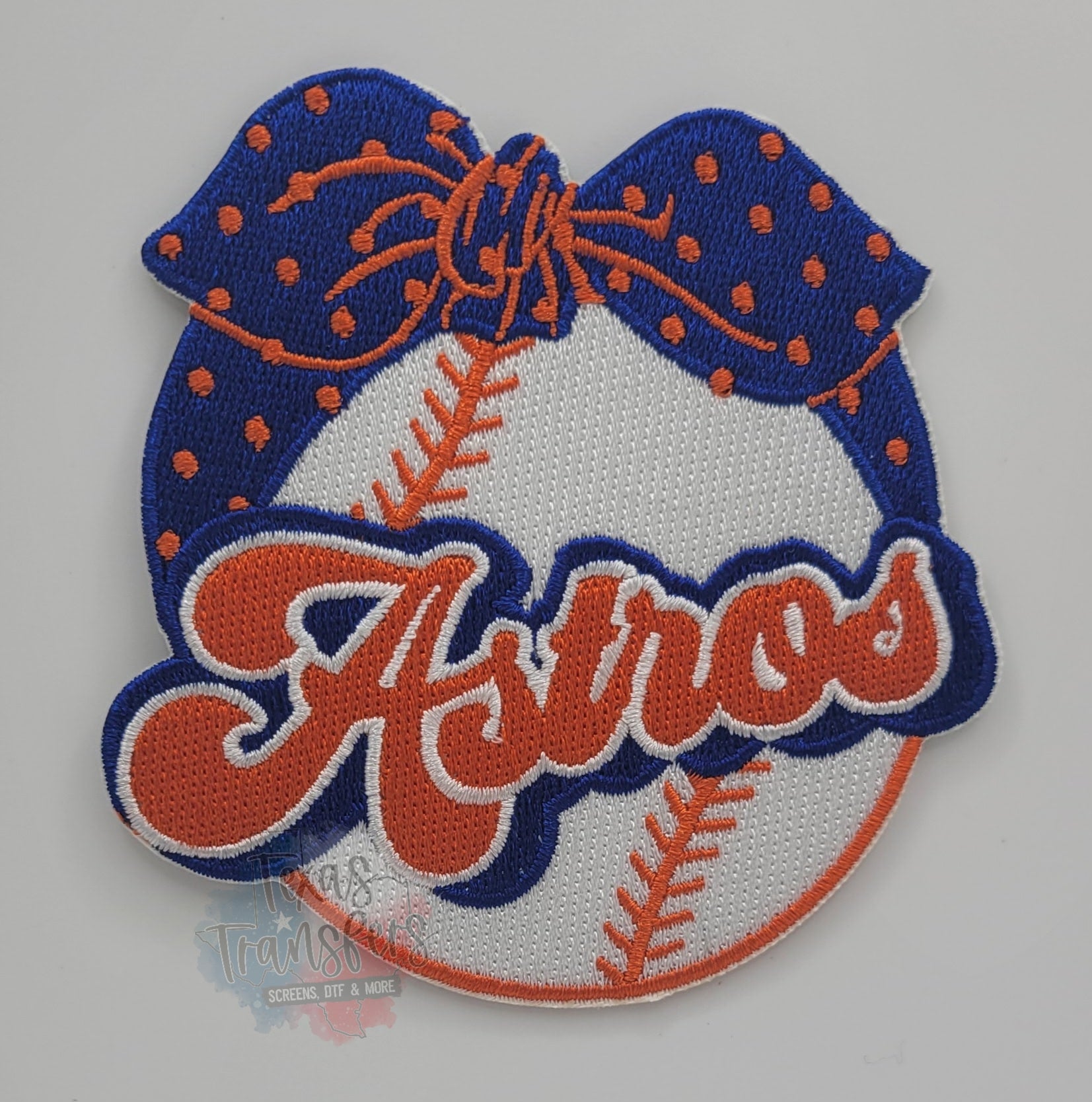 Astros Bow Iron-On Patch - Texas Transfers and Designs