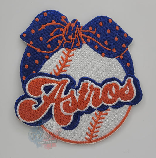 Astros Bow Iron-On Patch - Texas Transfers and Designs