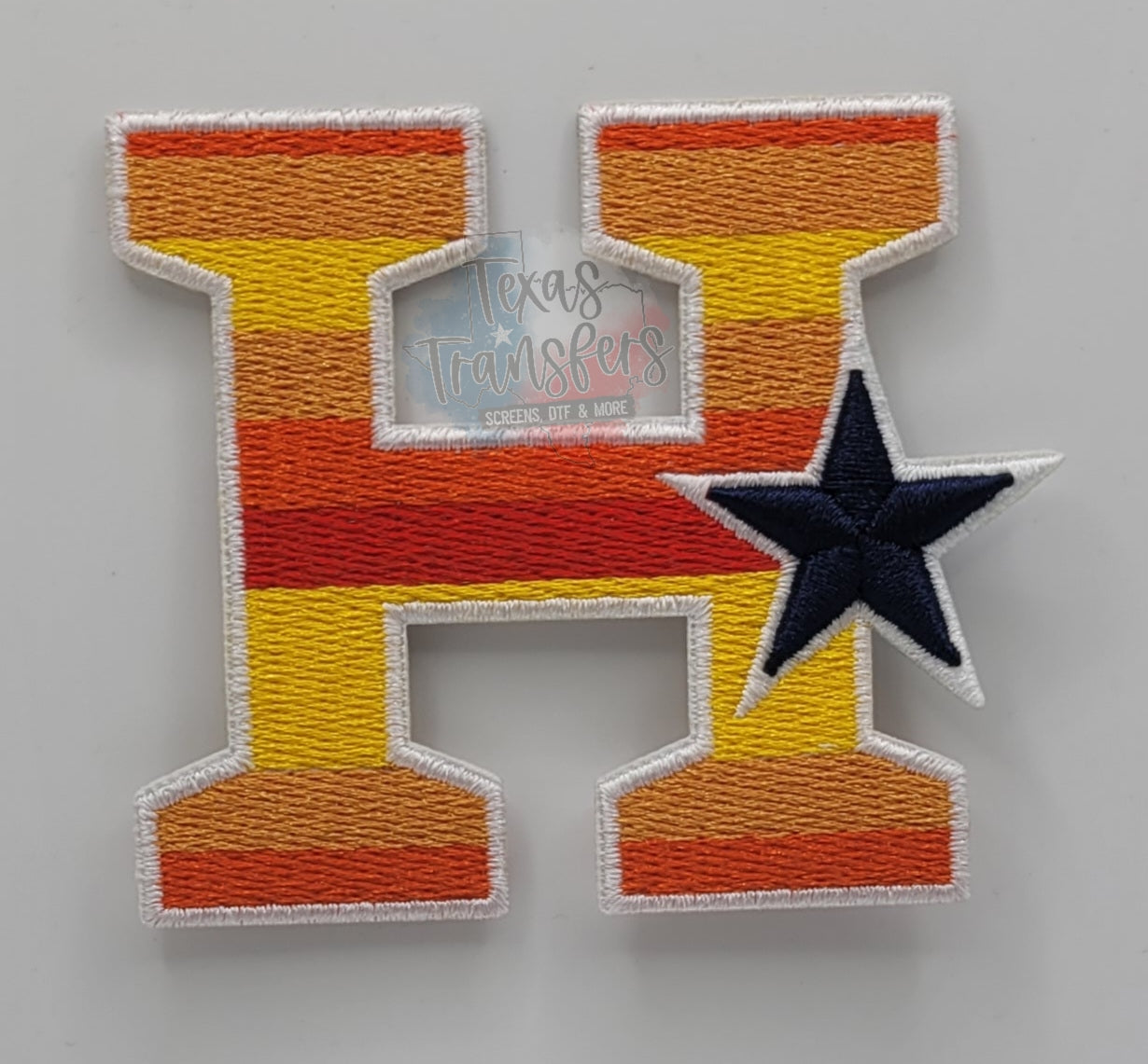 Houston Striped H Iron-On PATCH *EXCLUSIVE* - Texas Transfers and Designs