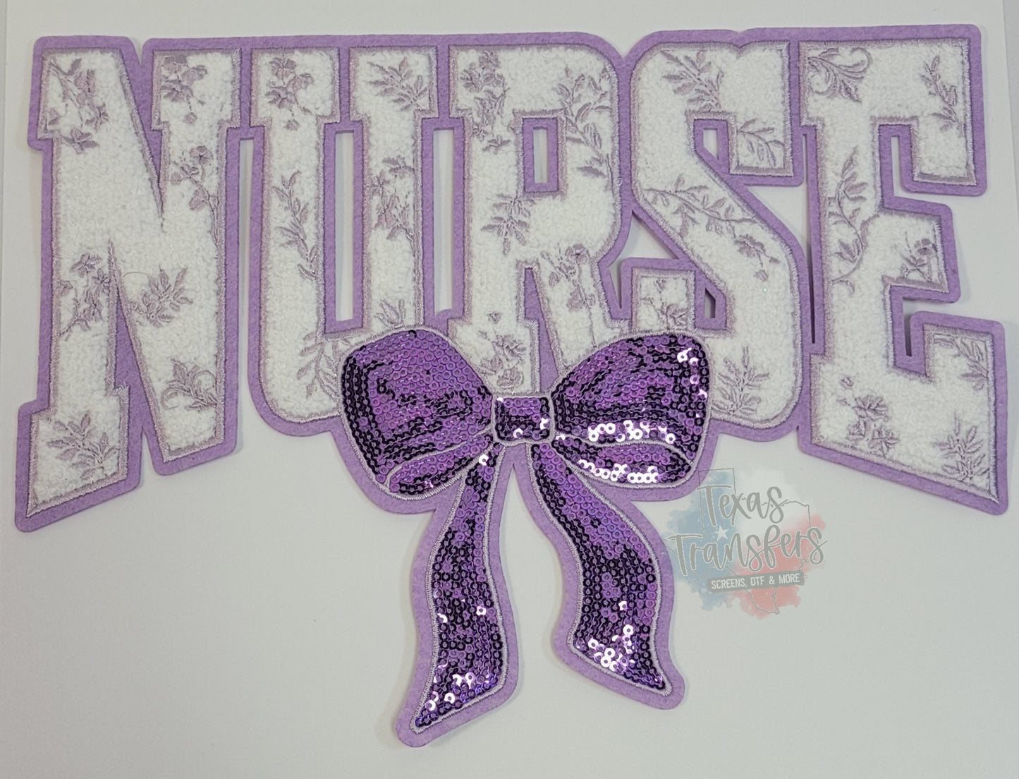 Purple Nurse Floral XL Iron-On Patch - Texas Transfers and Designs