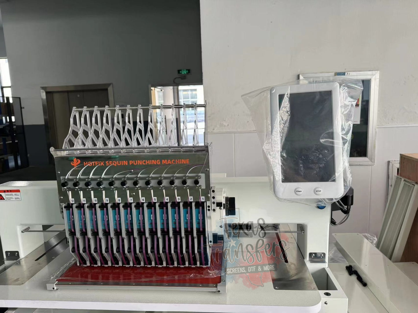 12 Head/Color Spangler Hot Fix Machine - Texas Transfers and Designs