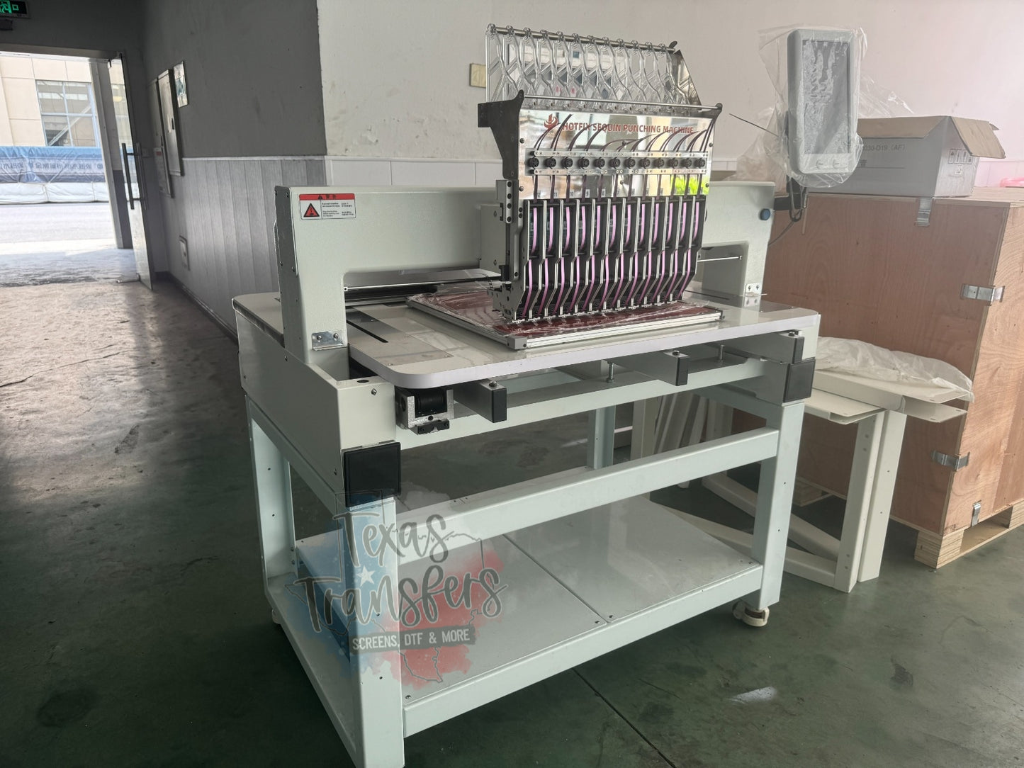 12 Head/Color Spangler Hot Fix Machine - Texas Transfers and Designs