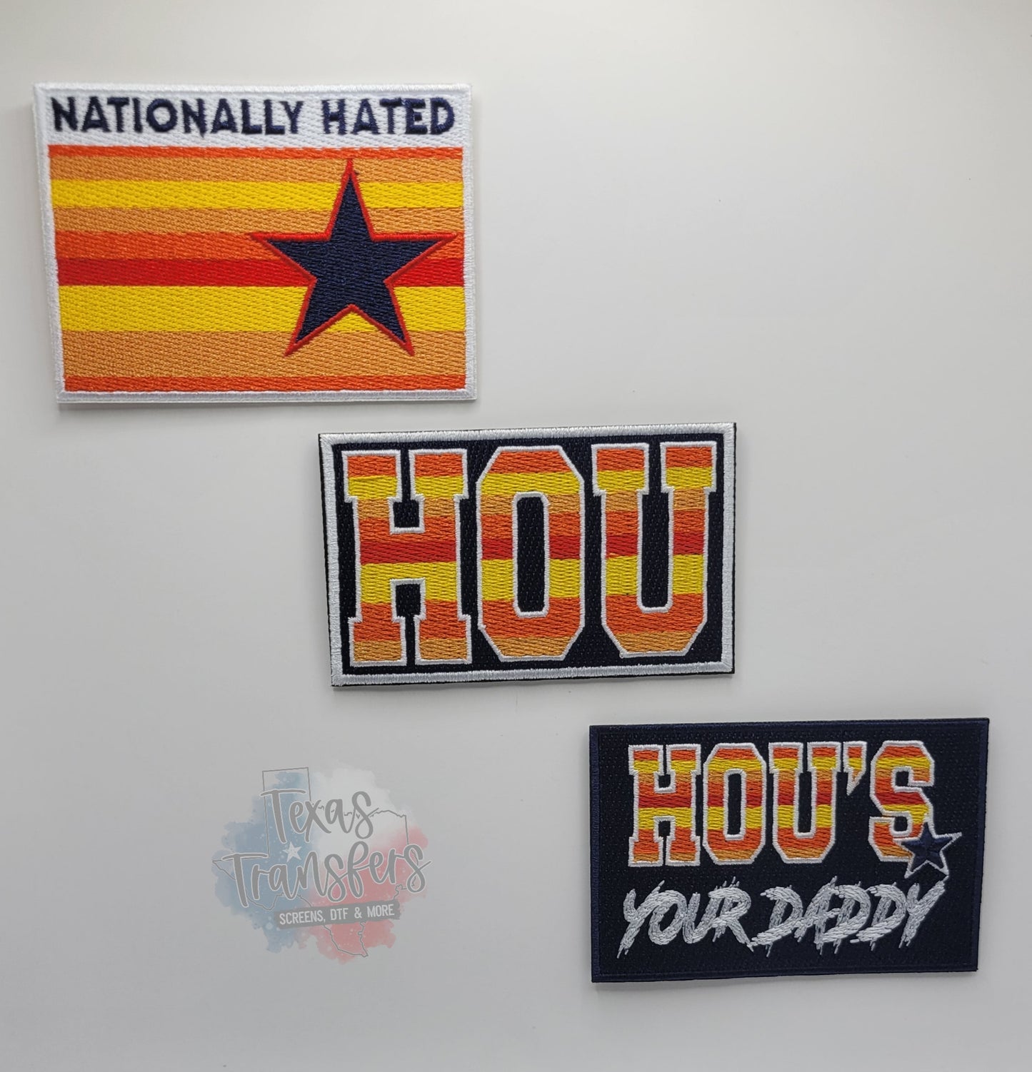 HOU Stripe Iron-On Patch - Texas Transfers and Designs