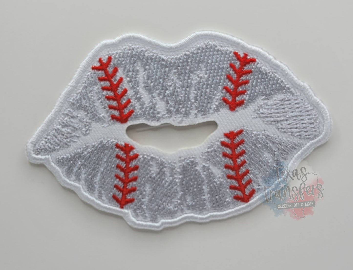 Baseball Lips Iron-On Patch - Texas Transfers and Designs
