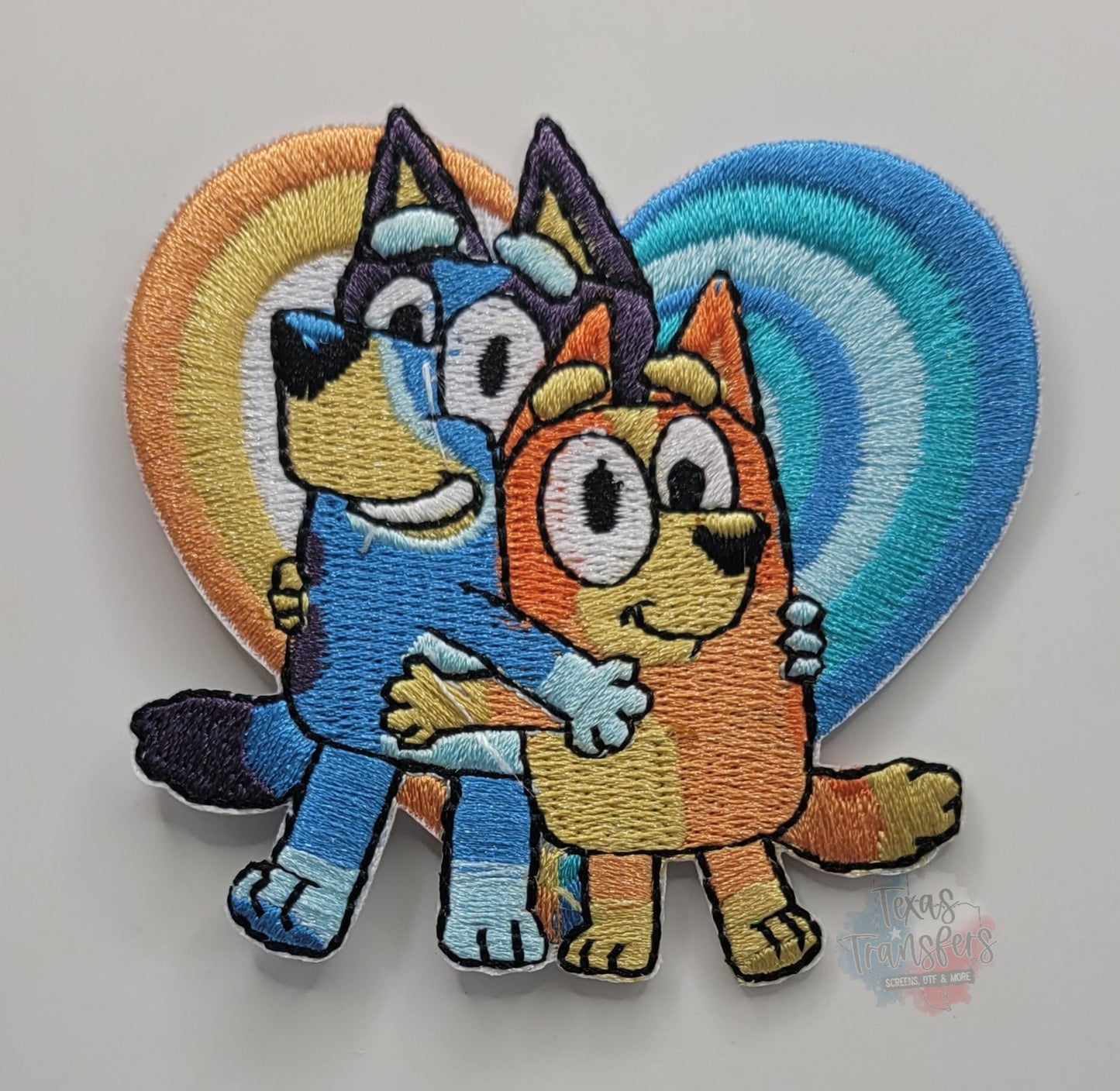 Blue Dogs Heart Iron-On PATCH - Texas Transfers and Designs