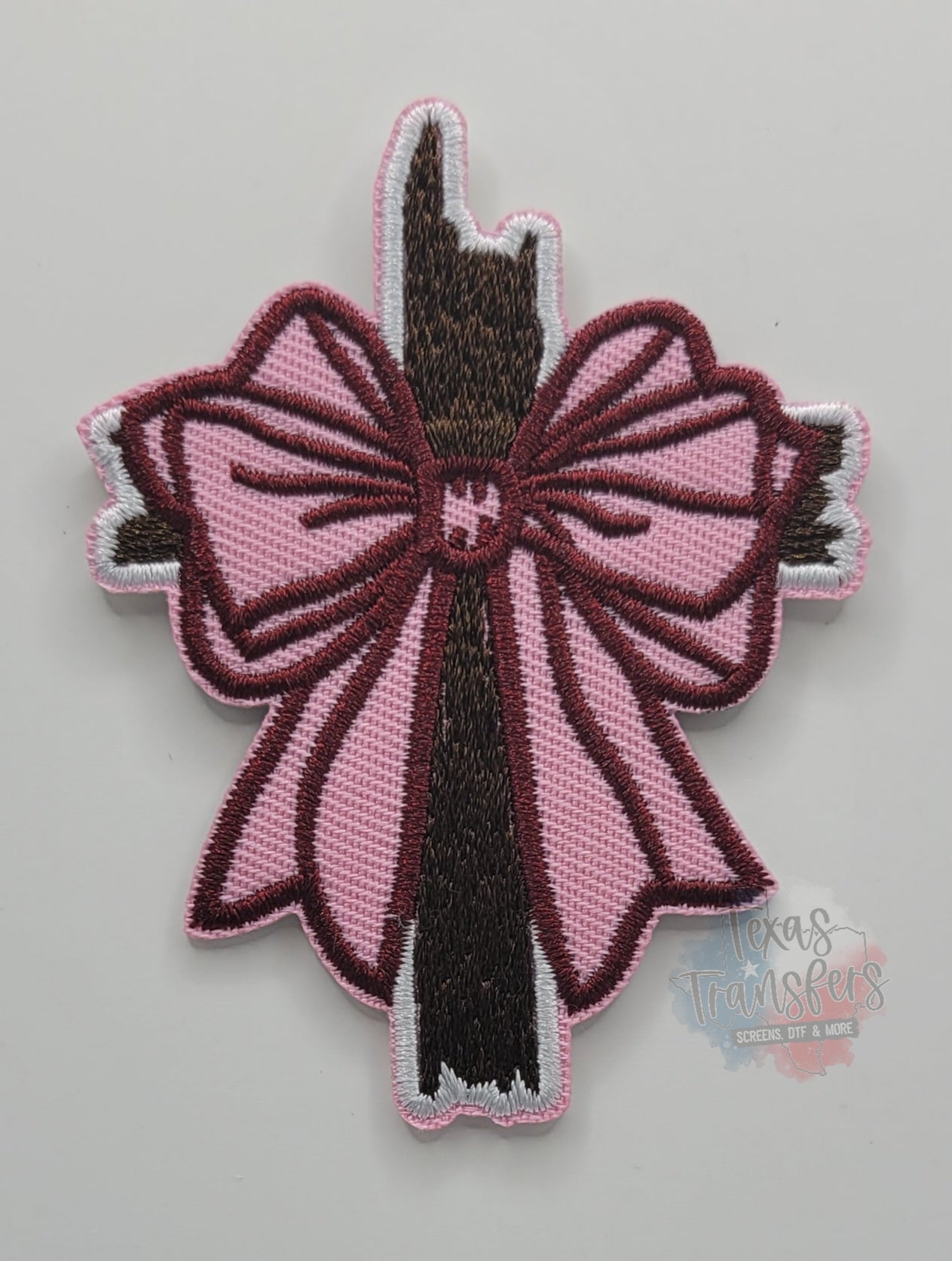 Pink Cross Bow Iron-On PATCH - Texas Transfers and Designs