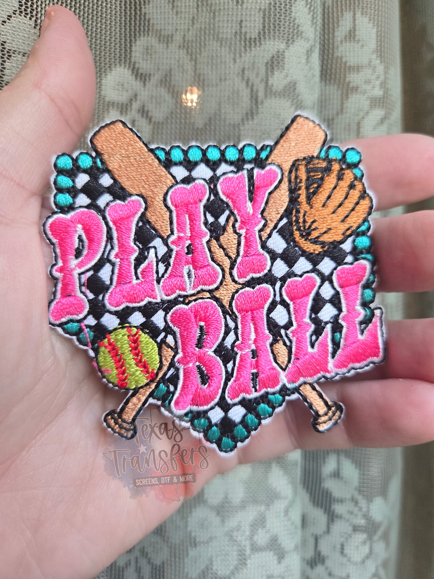 Play Ball Softball Iron-On PATCH - Texas Transfers and Designs