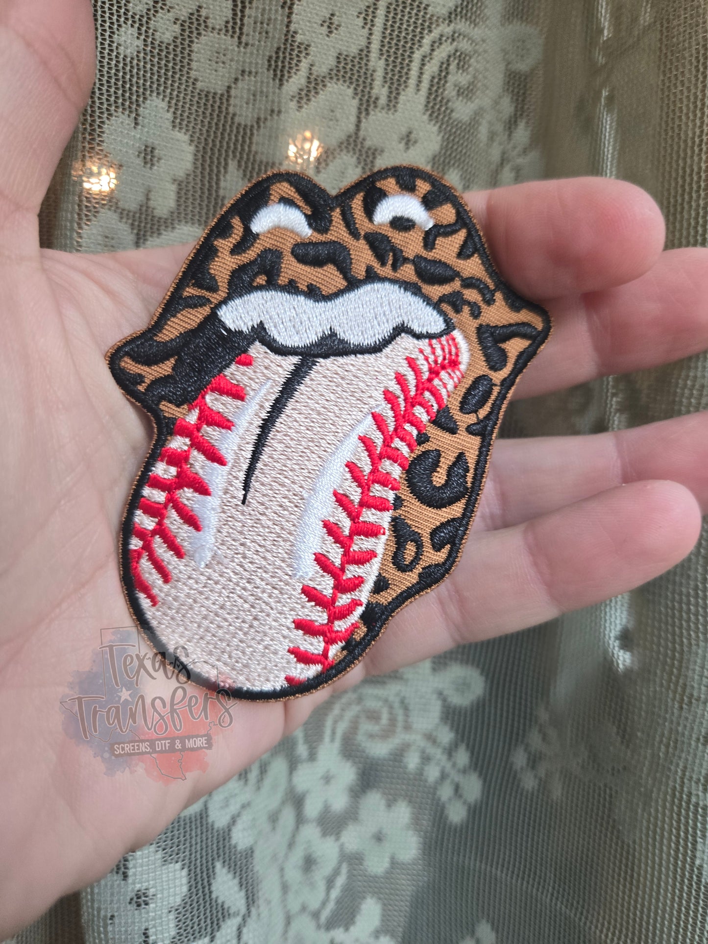Baseball Tongue Iron-On Patch - Texas Transfers and Designs