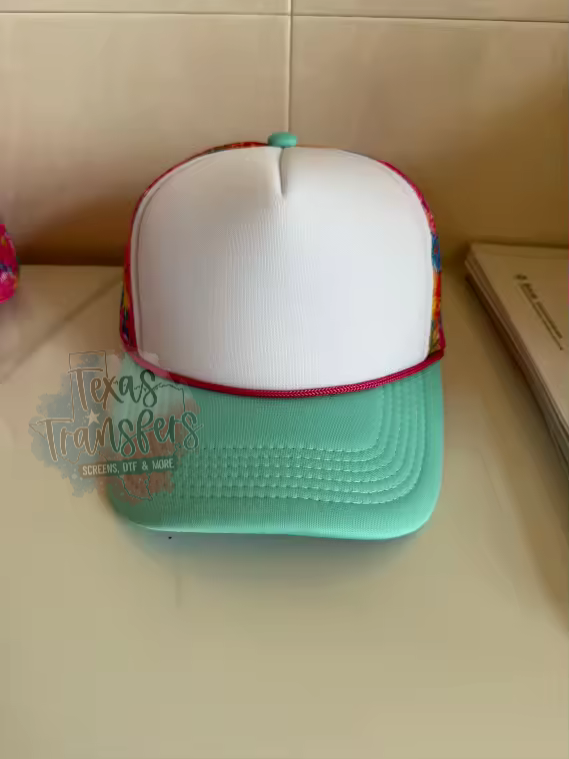 PRE-ORDER Arriving 5/9 Mint Floral Mesh Trucker Hat - Texas Transfers and Designs