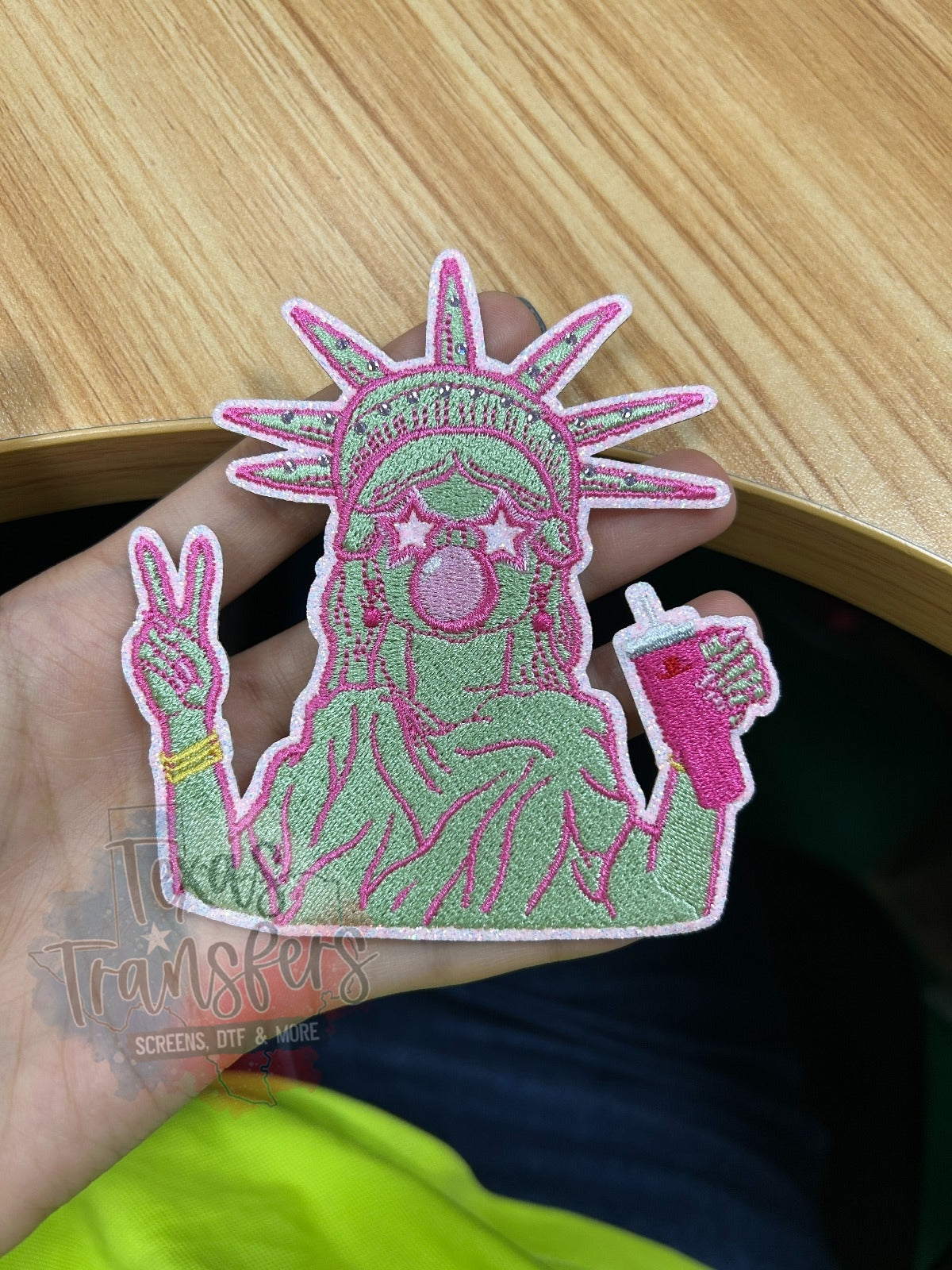 Preppy Lady Liberty Iron-On PATCH - Texas Transfers and Designs