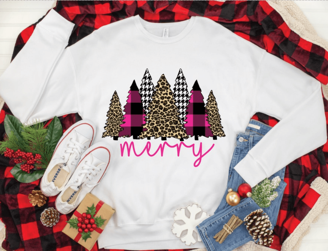 Christmas Pink Trees DTF - Texas Transfers and Designs