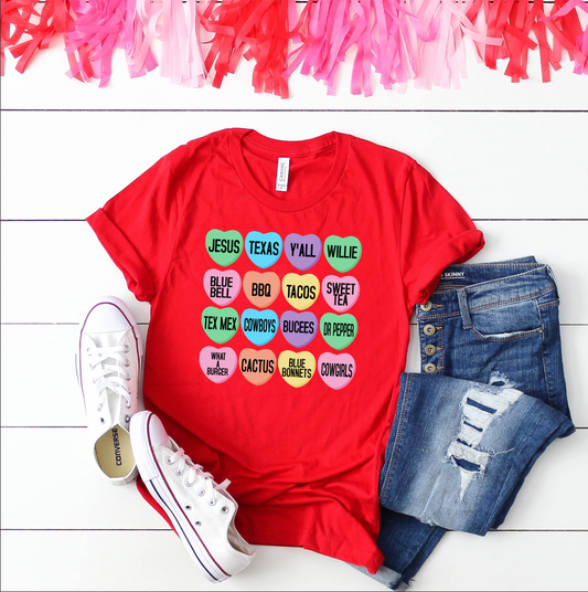 Texas Conversation Hearts DTF - Texas Transfers and Designs