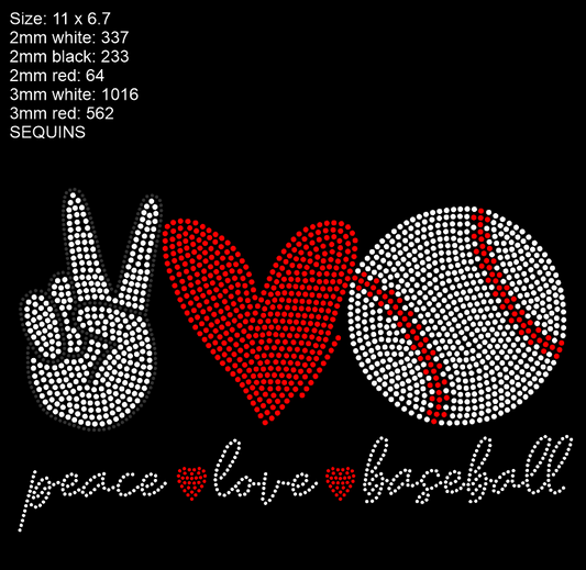 Peace Love Baseball Spangle Transfer - Texas Transfers and Designs