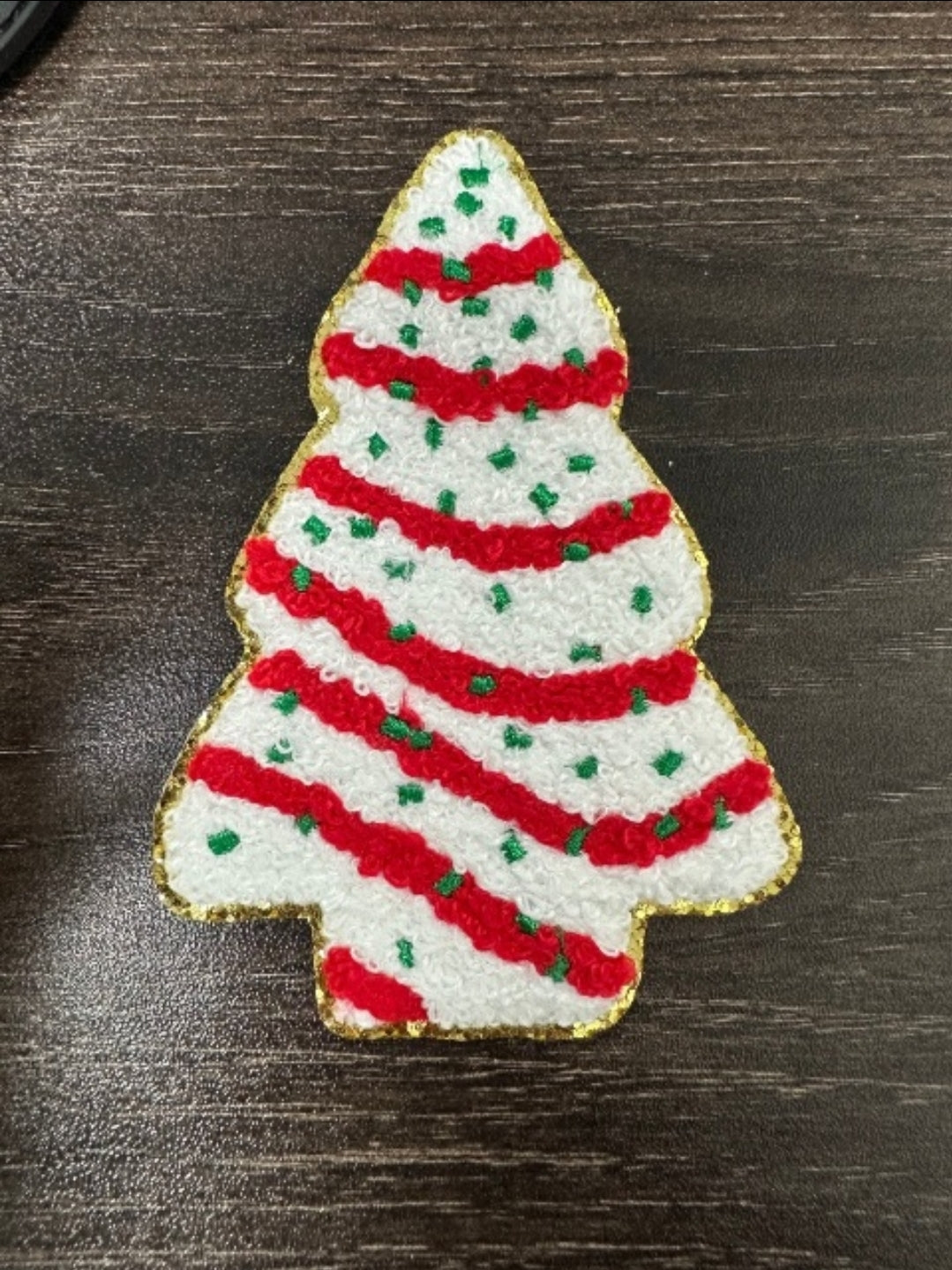 Christmas Tree Cake Chenille Patch - Texas Transfers and Designs