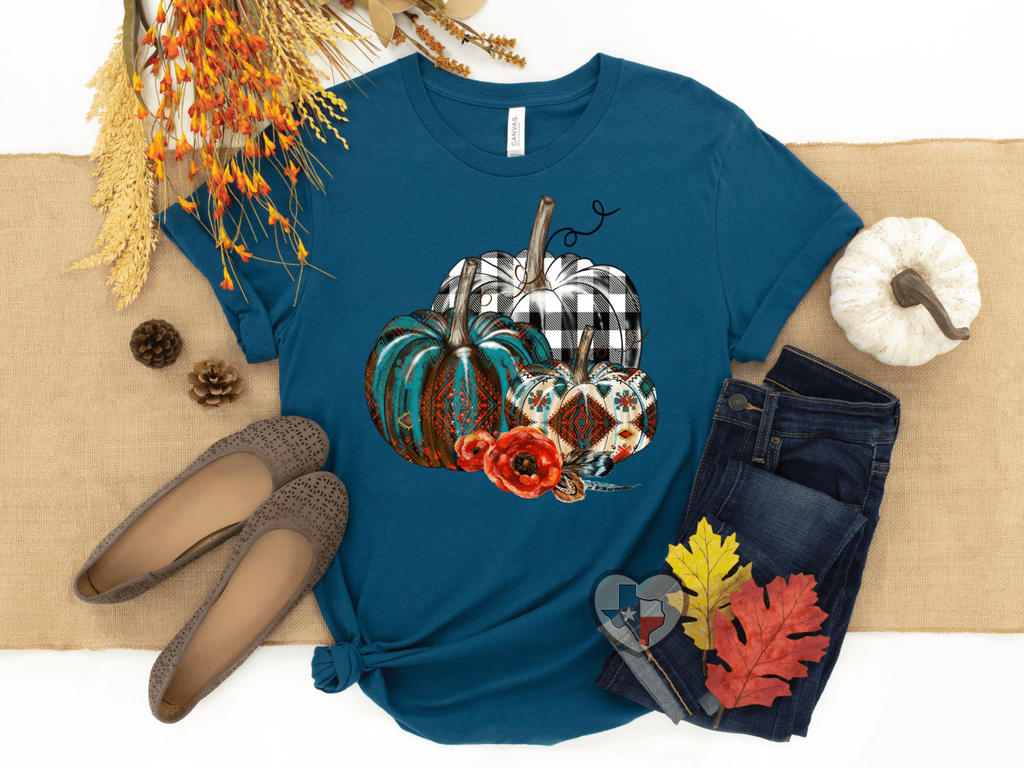 Aztec/Buffalo Plaid Pumpkin Trio DTF - Texas Transfers and Designs