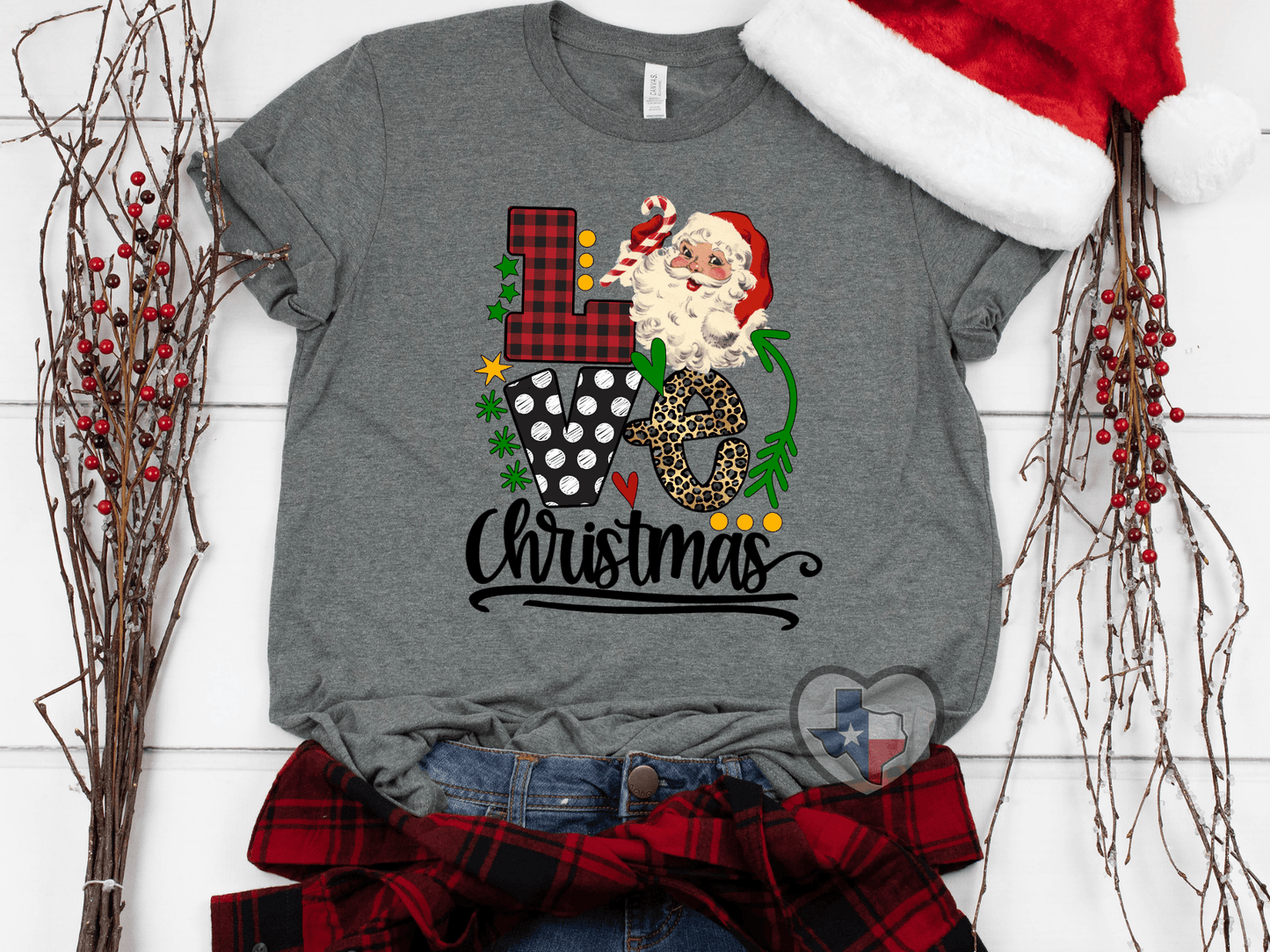Love Christmas Santa DTF - Texas Transfers and Designs