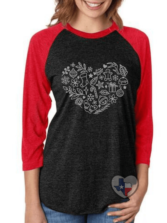Christmas Heart (Metallic Silver) DTF - Texas Transfers and Designs