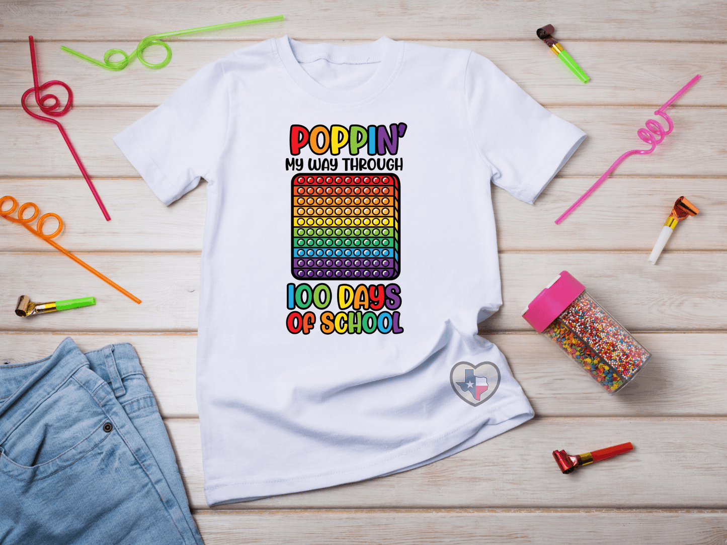 Poppin My Way Through 100 Days DTF - Texas Transfers and Designs