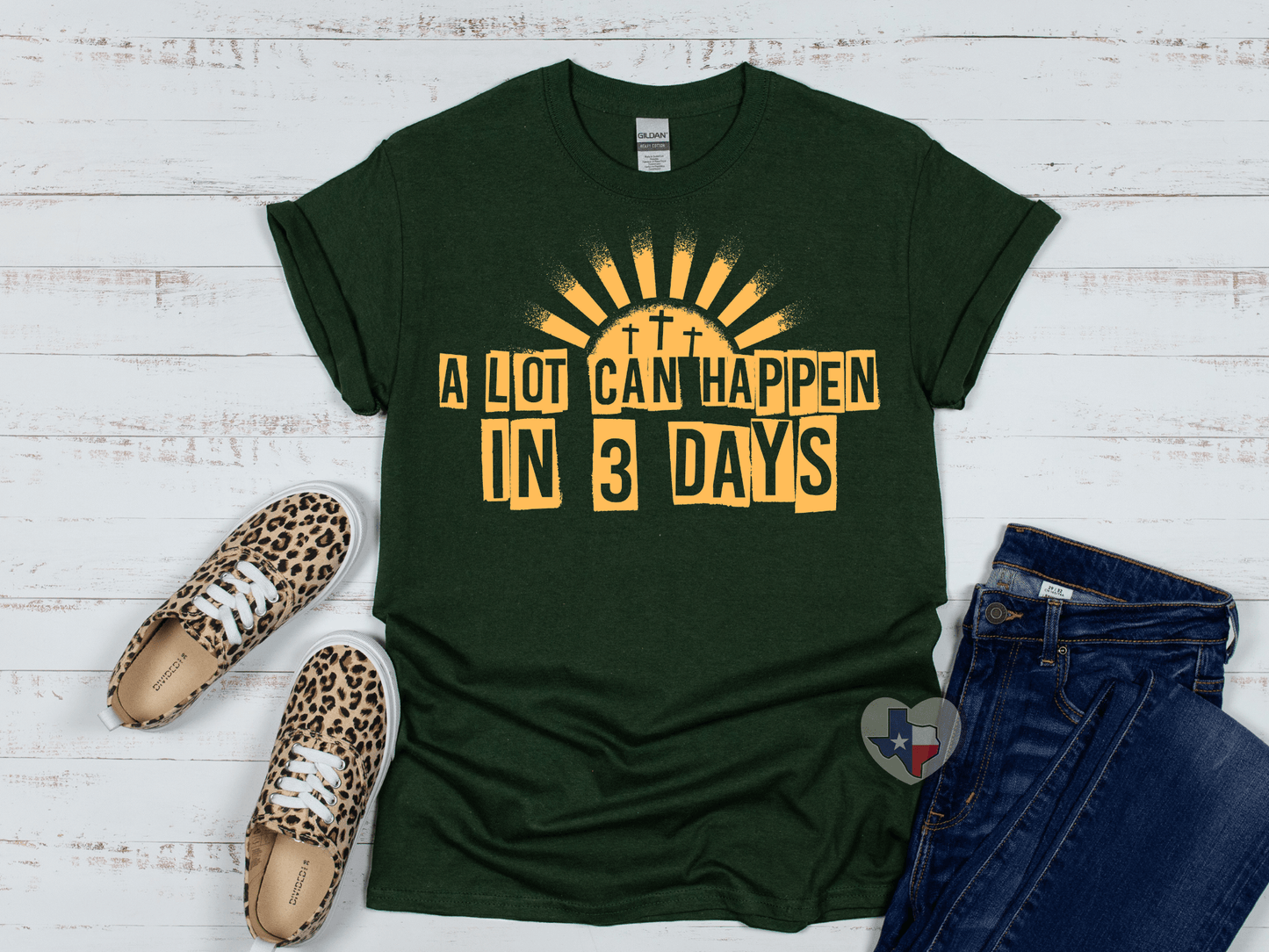 A Lot Can Happen In Three Days (Yellow Gold) *EXCLUSIVE* DTF - Texas Transfers and Designs