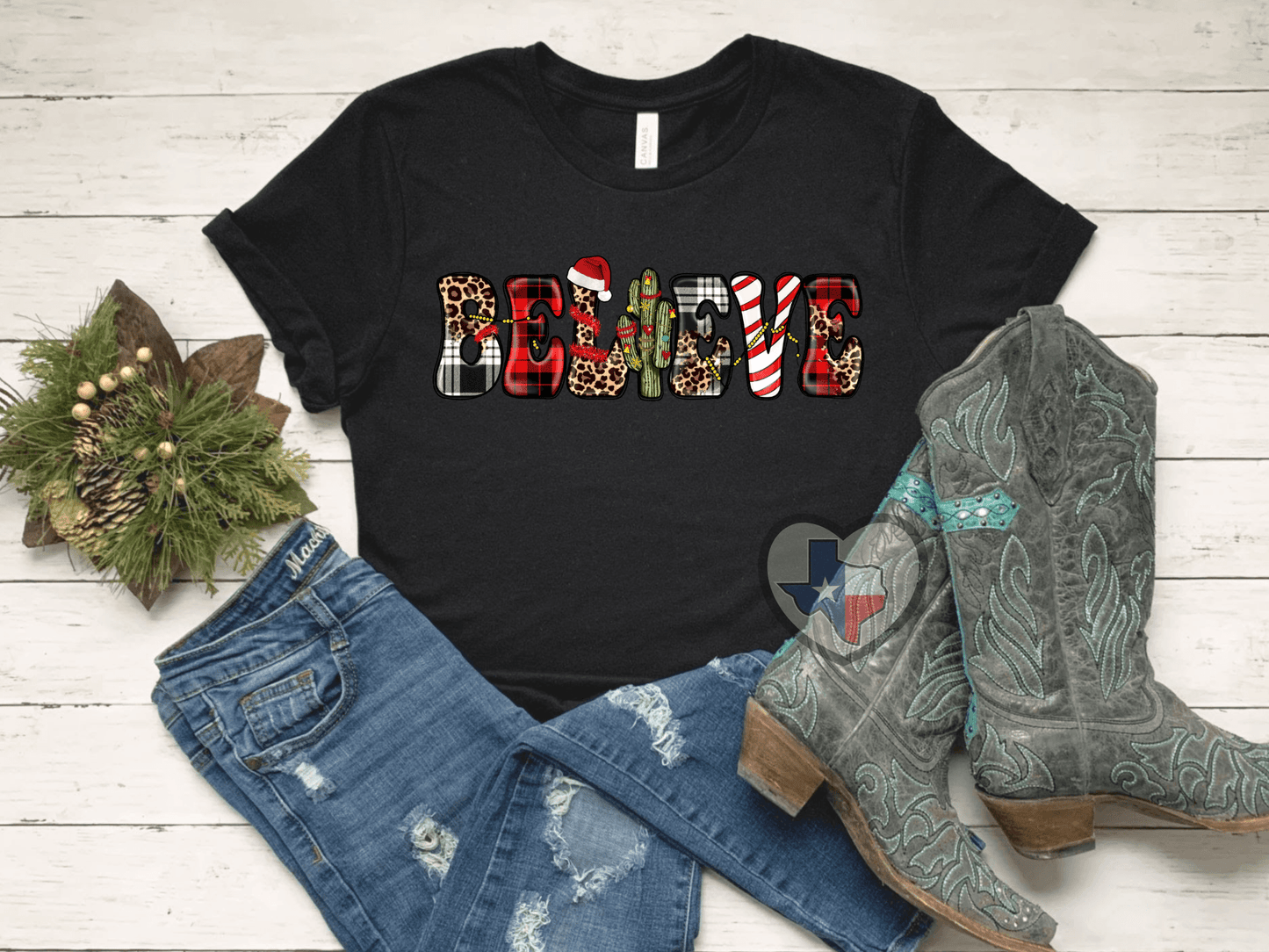 Believe (Leopard/Plaid) DTF - Texas Transfers and Designs