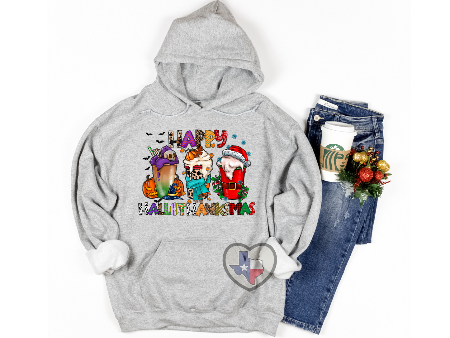 Happy Hallowthanksmas DTF - Texas Transfers and Designs