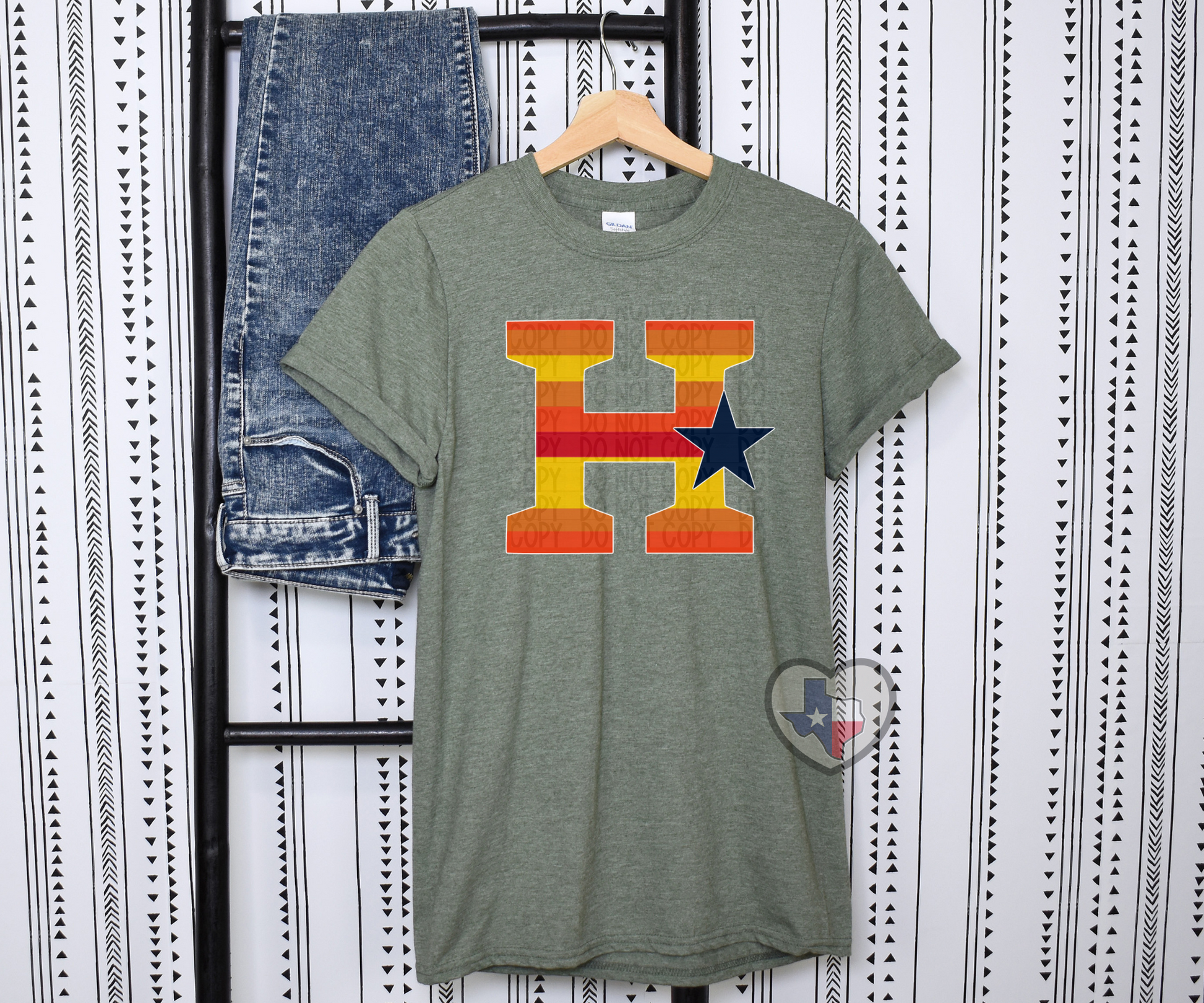 Striped H Houston DTF - Texas Transfers and Designs