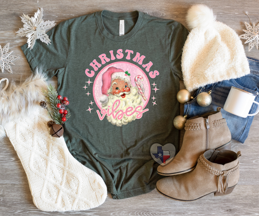 Christmas Vibes Pink DTF - Texas Transfers and Designs