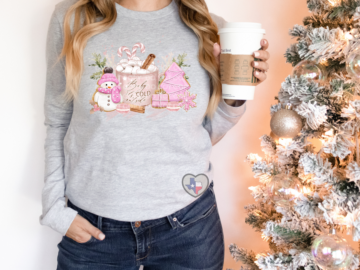 Baby It's Cold Outside Pink DTF - Texas Transfers and Designs