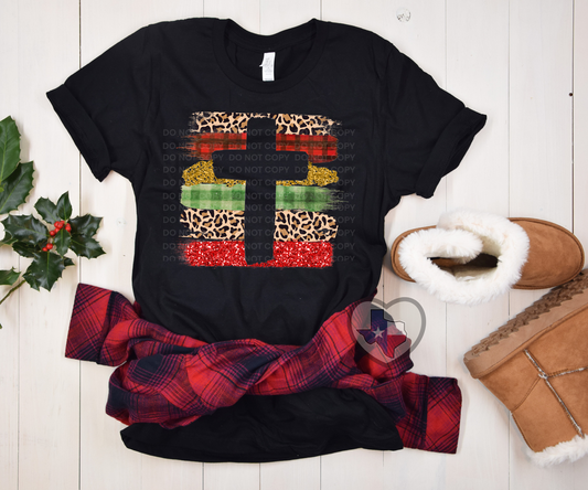 Christmas Brush Stroke Knock Out Cross DTF - Texas Transfers and Designs