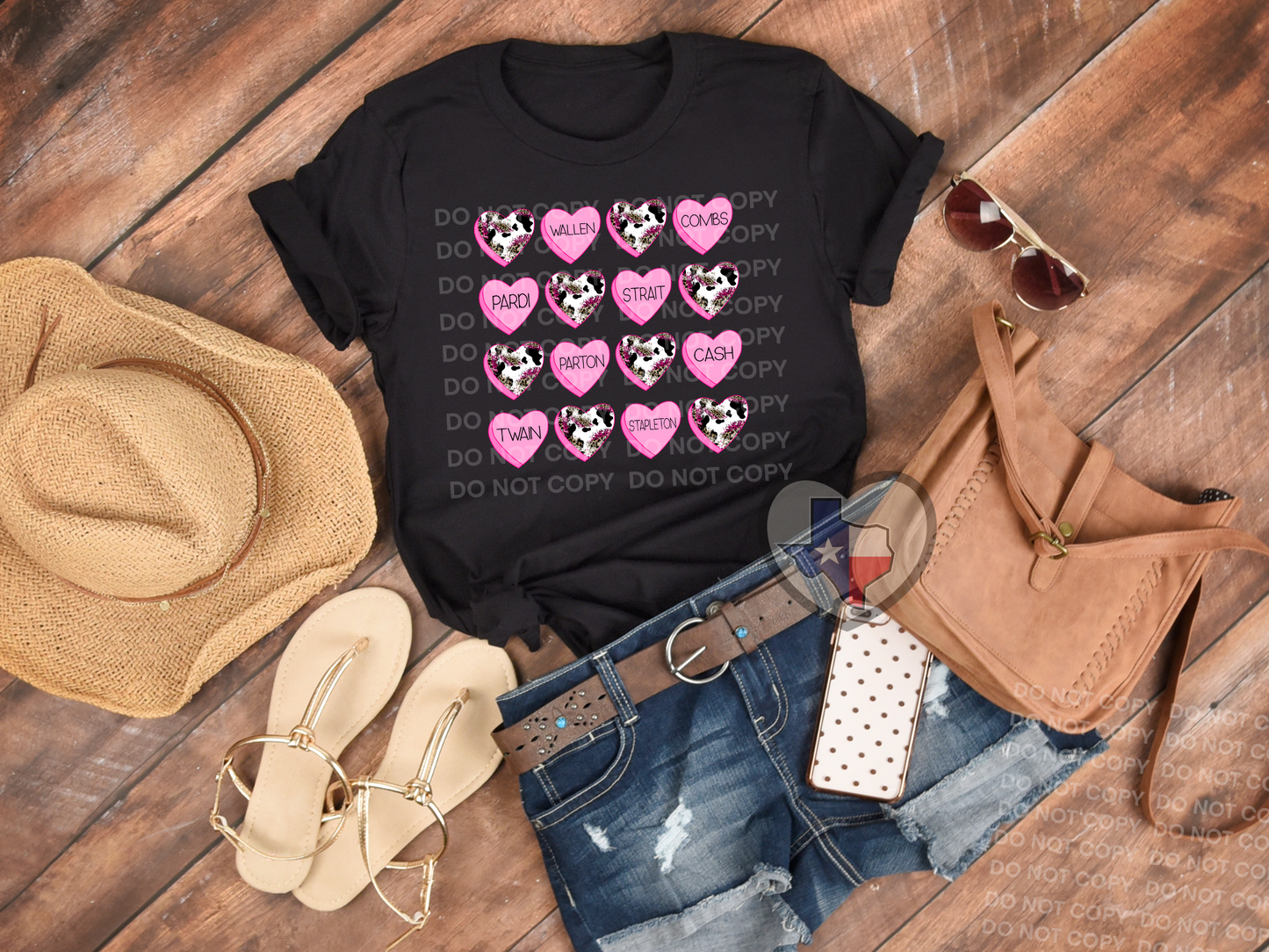 Country Singer Hearts DTF - Texas Transfers and Designs
