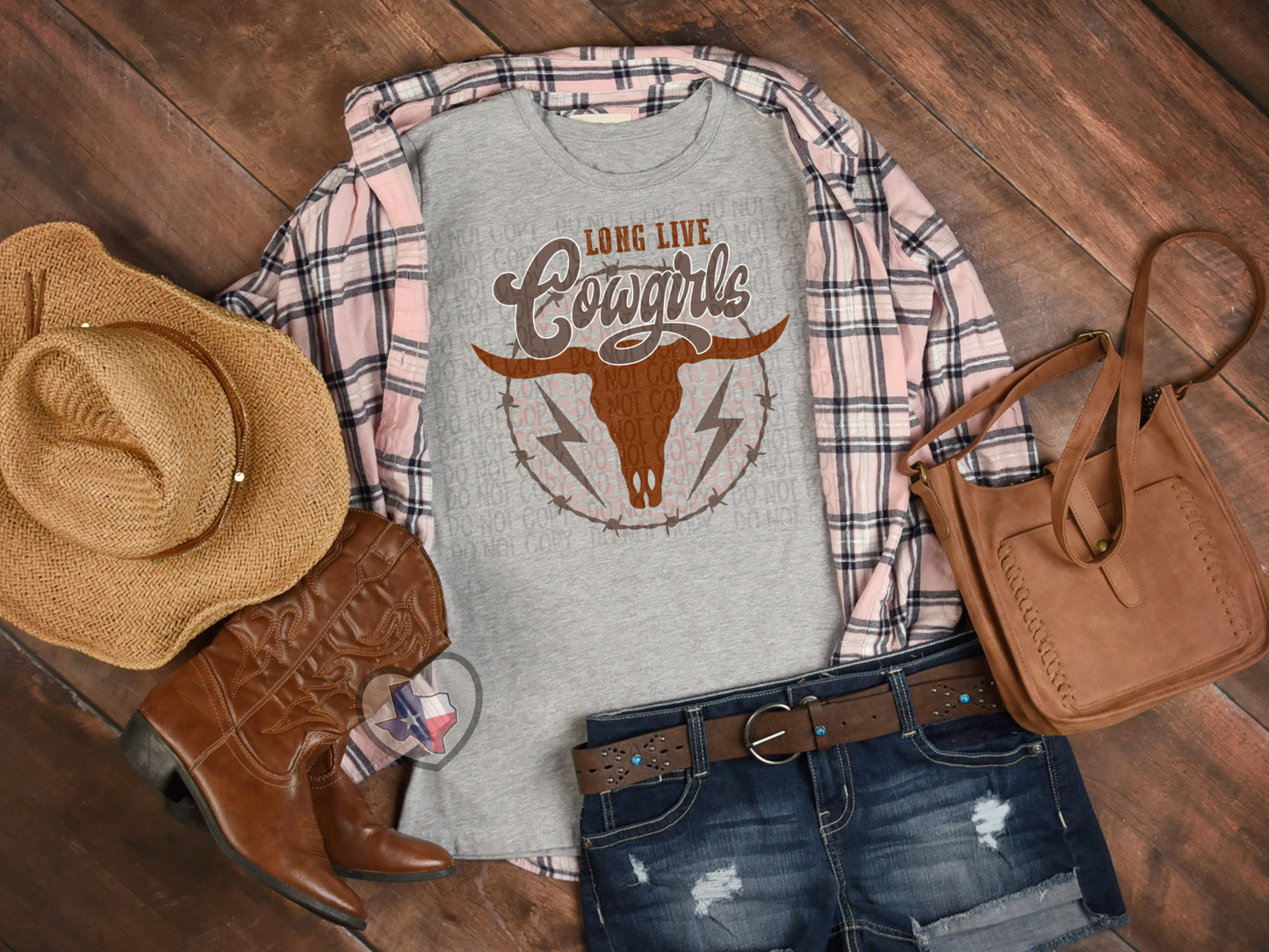 Long Live Cowgirls (Barbed Wire Steer) DTF - Texas Transfers and Designs