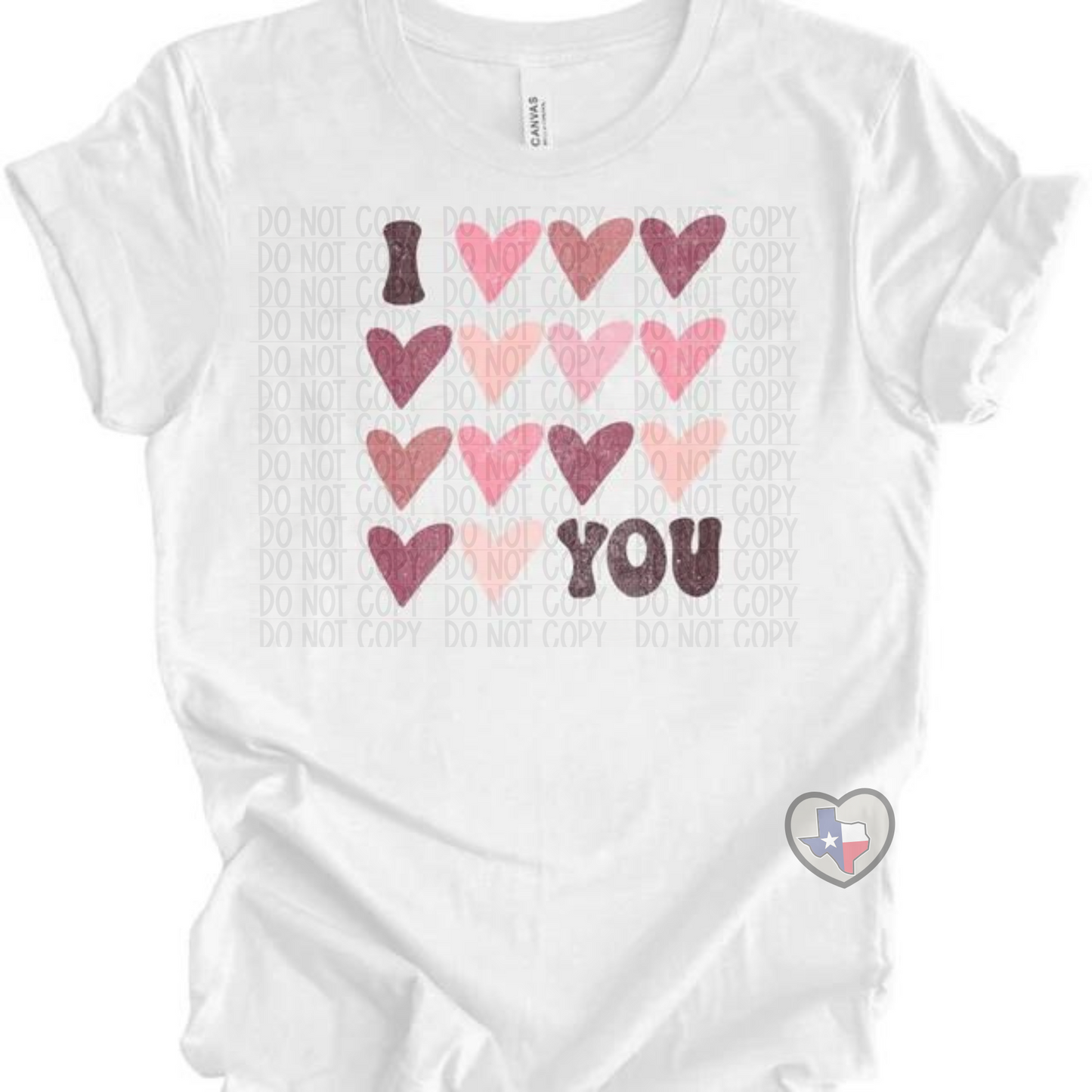 I Love You Hearts DTF - Texas Transfers and Designs