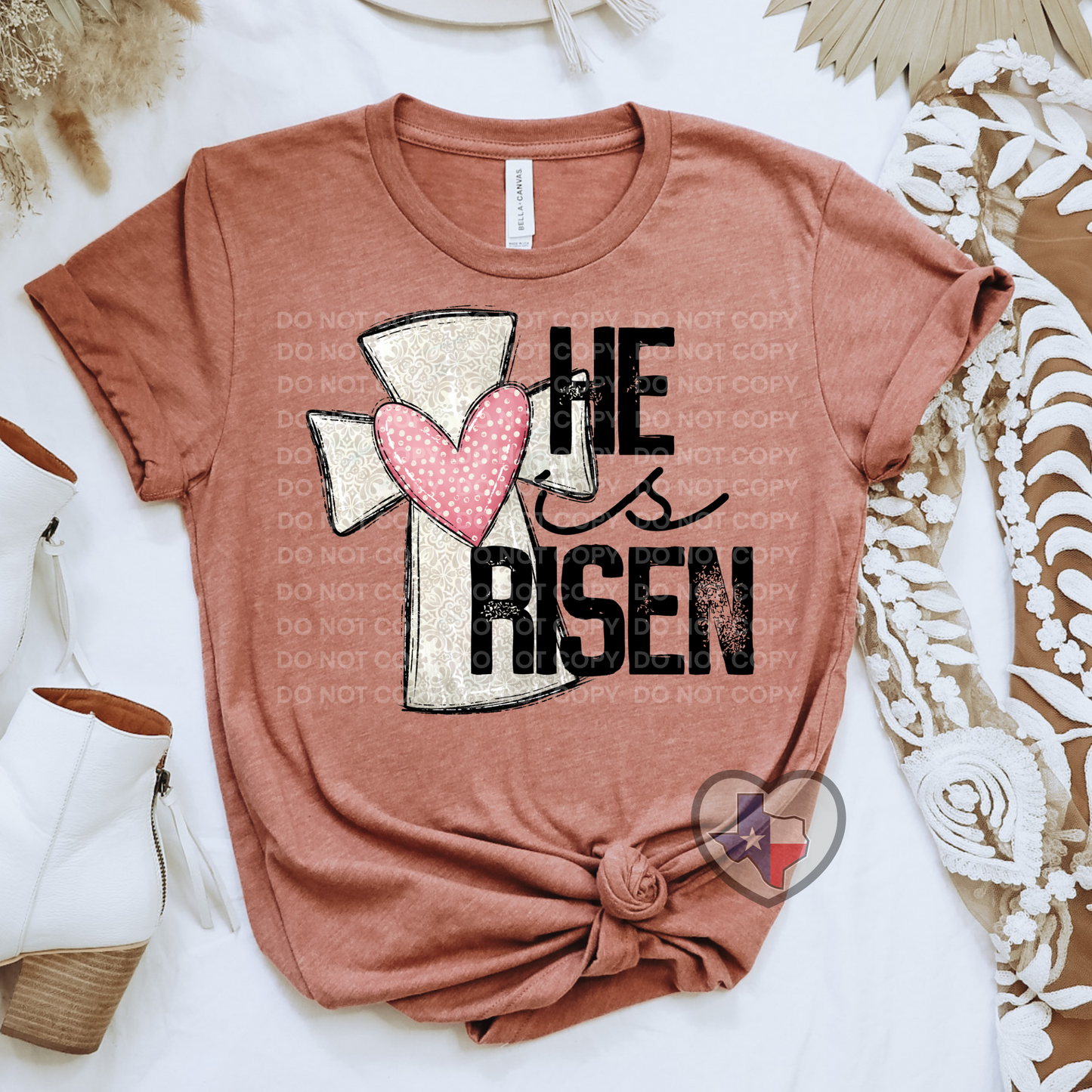 He Is Risen Heart Cross DTF - Texas Transfers and Designs