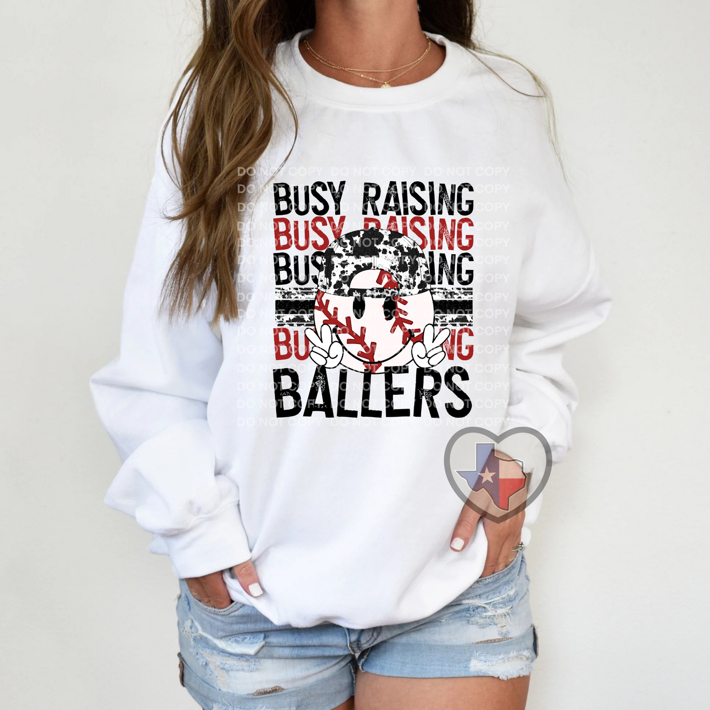 Busy Raisin' Ballers (Baseball Cowprint) DTF - Texas Transfers and Designs