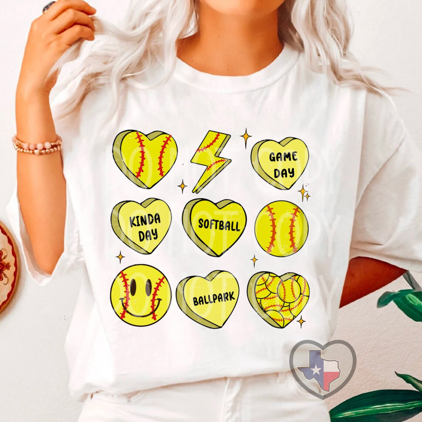 Softball Hearts DTF - Texas Transfers and Designs