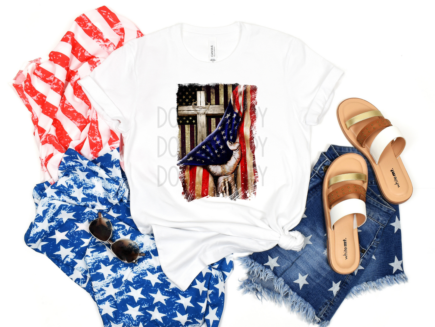 Flag Cross DTF - Texas Transfers and Designs