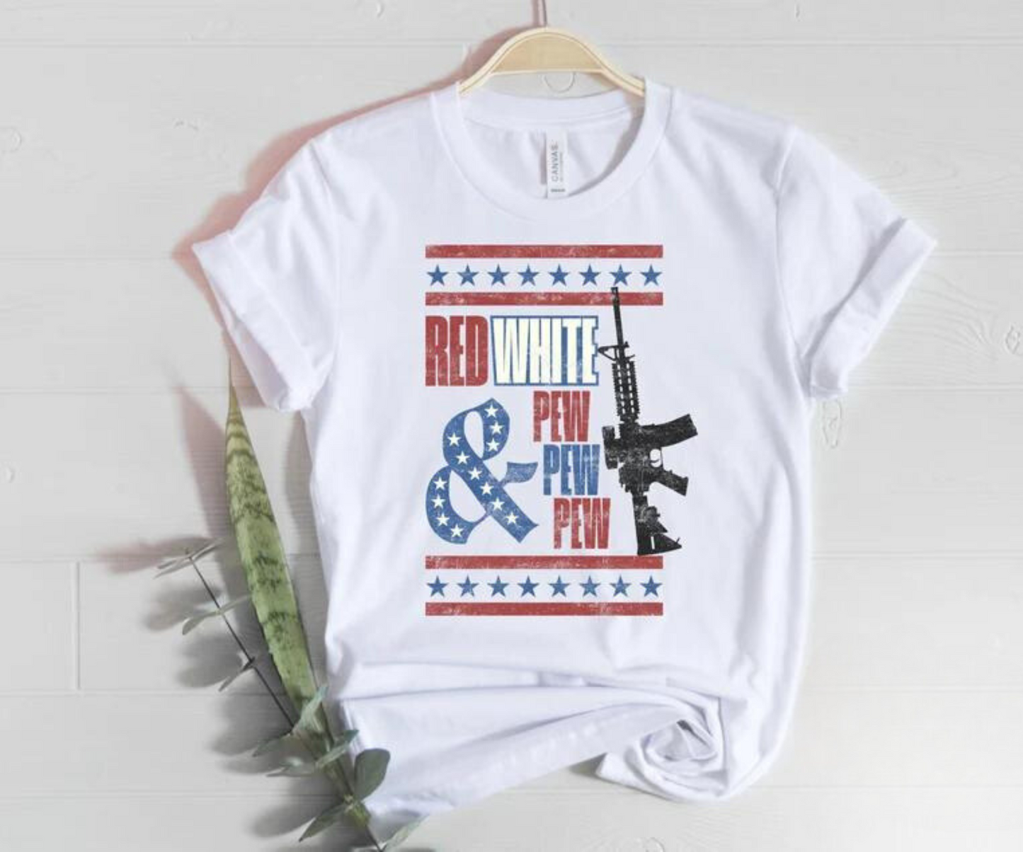 Red White Pew Pew Pew DTF - Texas Transfers and Designs