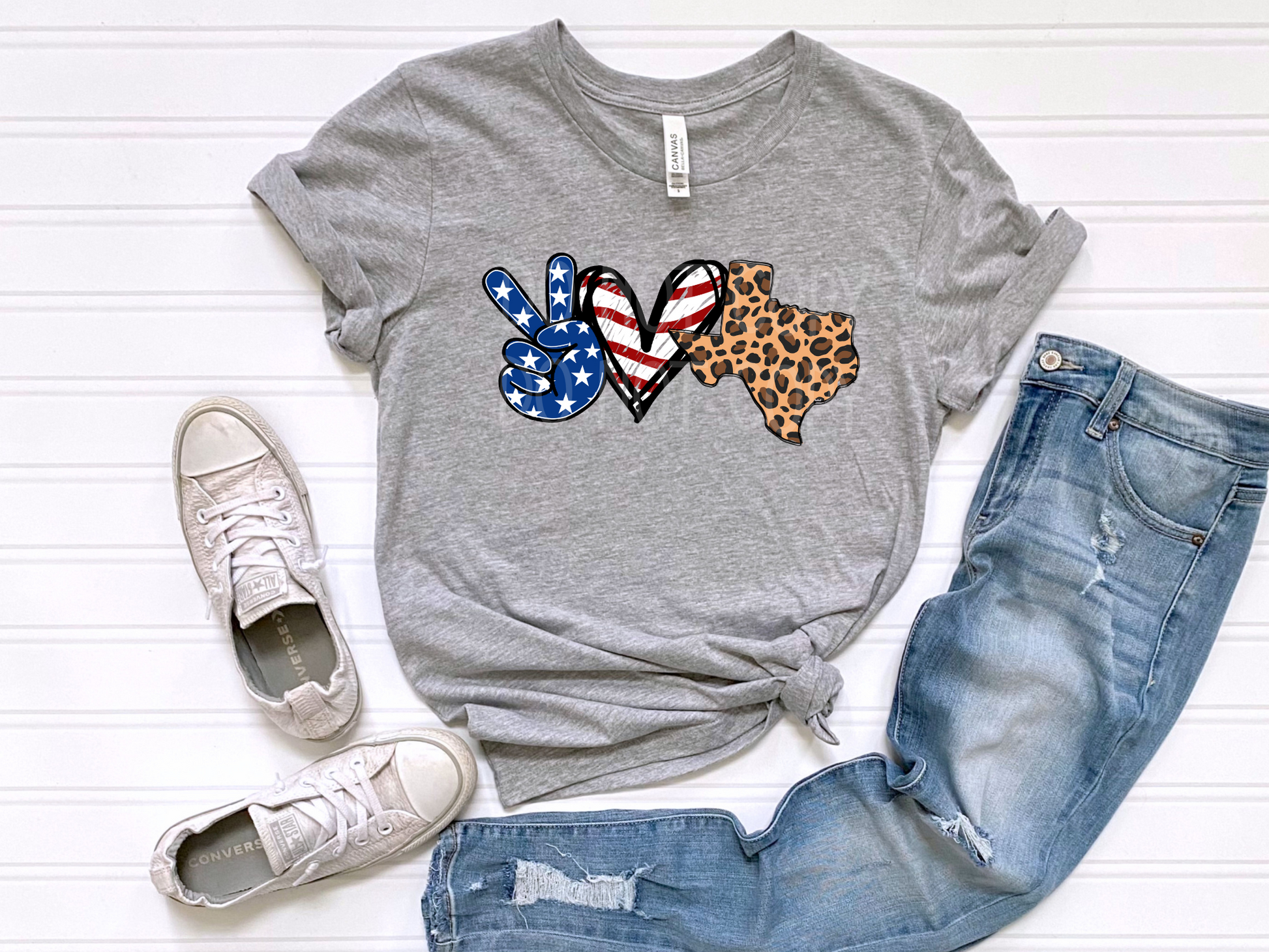 Peace Love Texas (Leopard) DTF - Texas Transfers and Designs