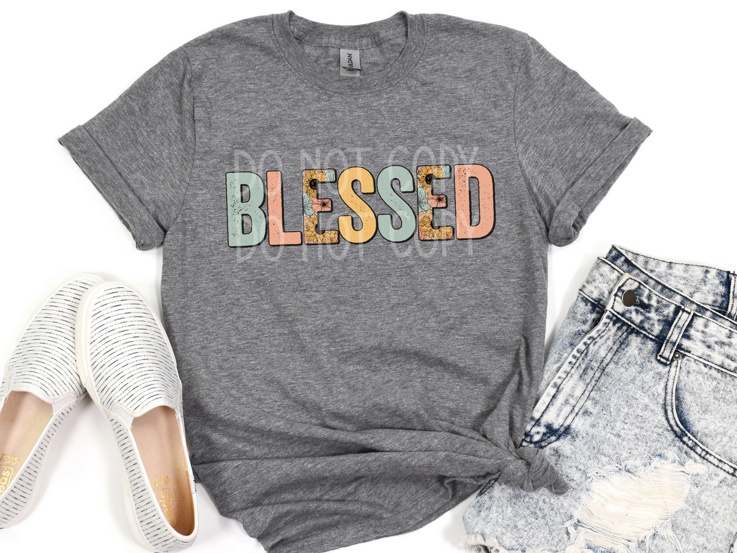 Blessed (Floral Pastel) DTF - Texas Transfers and Designs