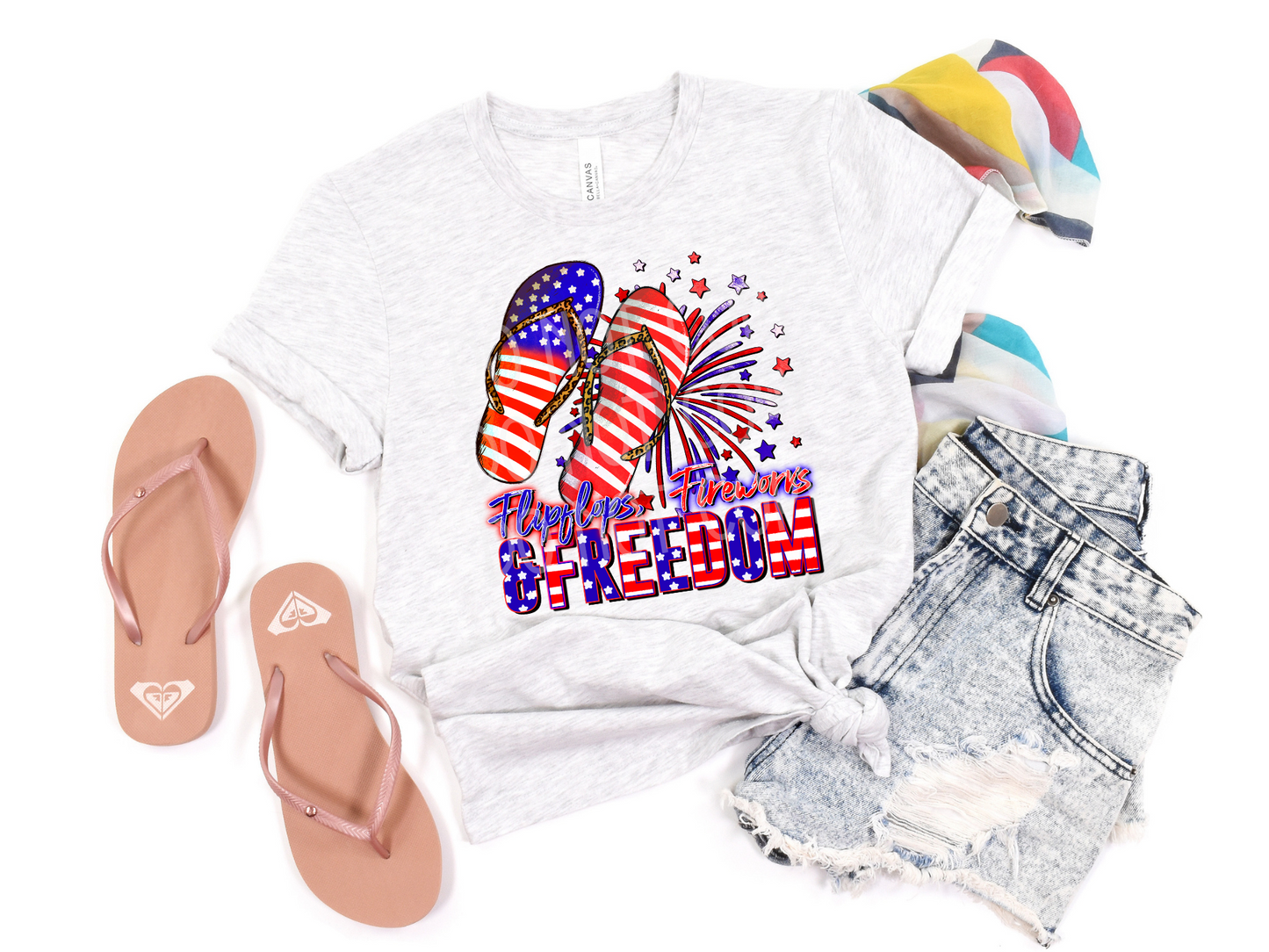 Flip Flops, Fireworks, Freedom DTF - Texas Transfers and Designs