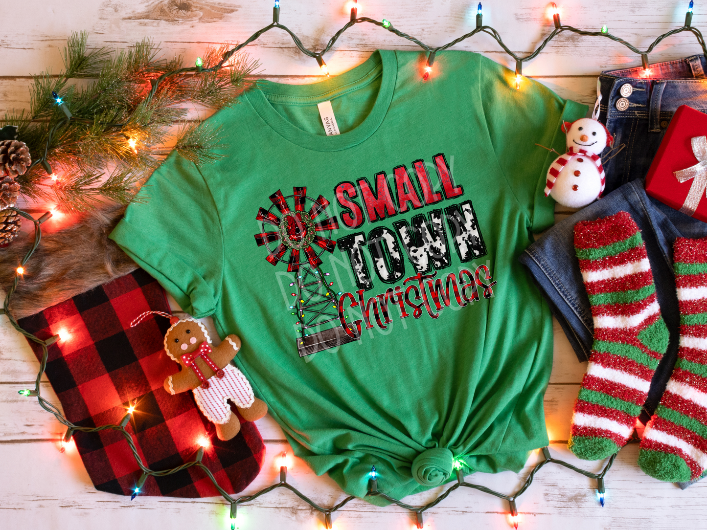 Small Town Christmas (Cow Print) DTF - Texas Transfers and Designs