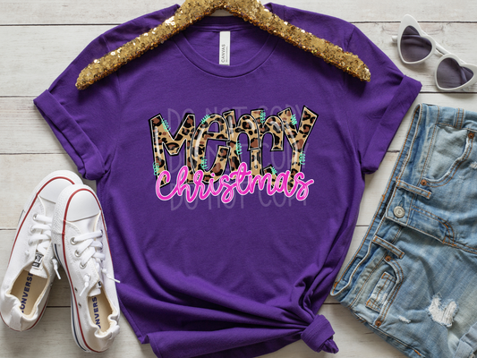 Merry Christmas (Pink) DTF - Texas Transfers and Designs