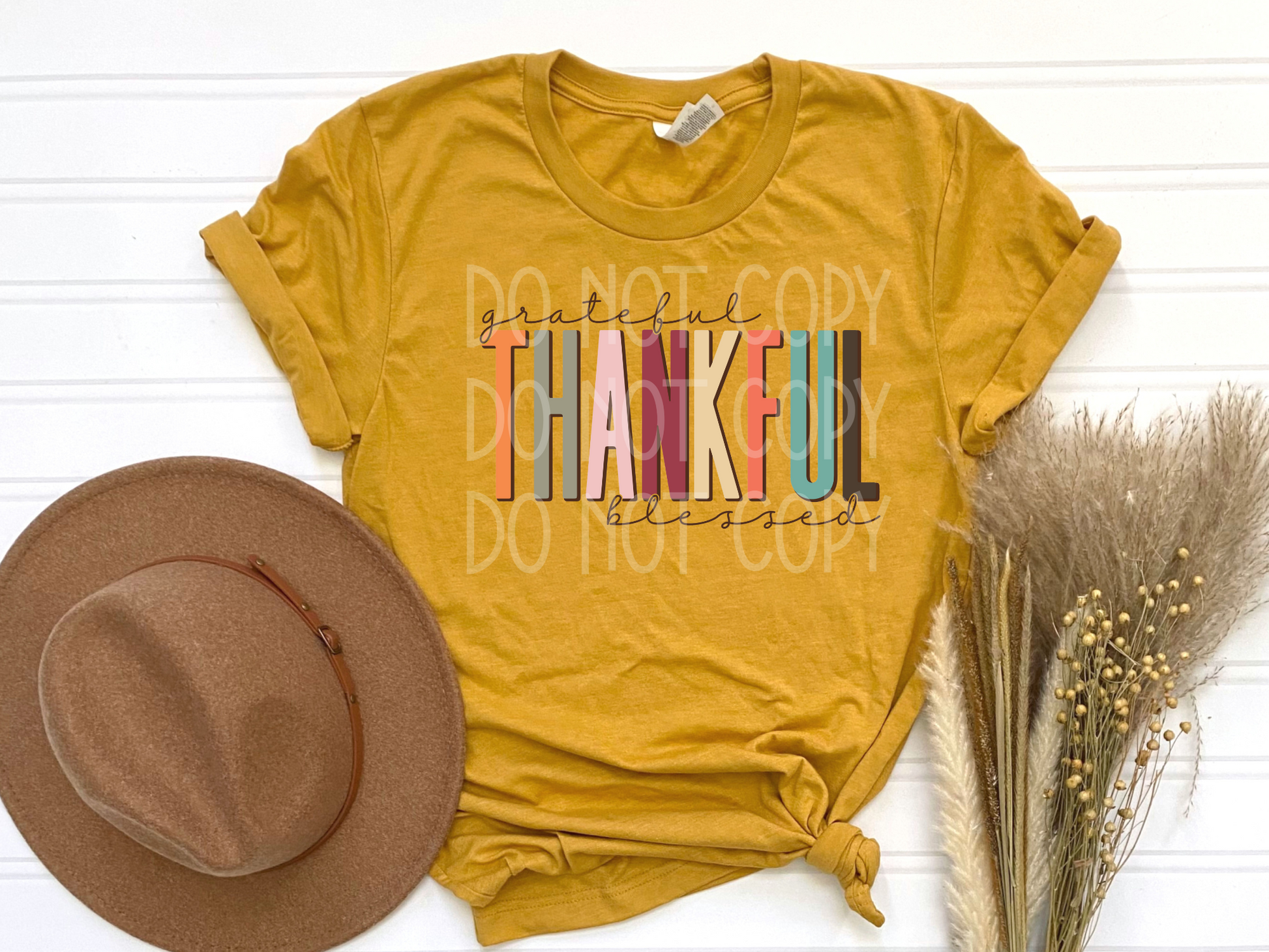 Grateful Thankful Blessed Colorful DTF - Texas Transfers and Designs