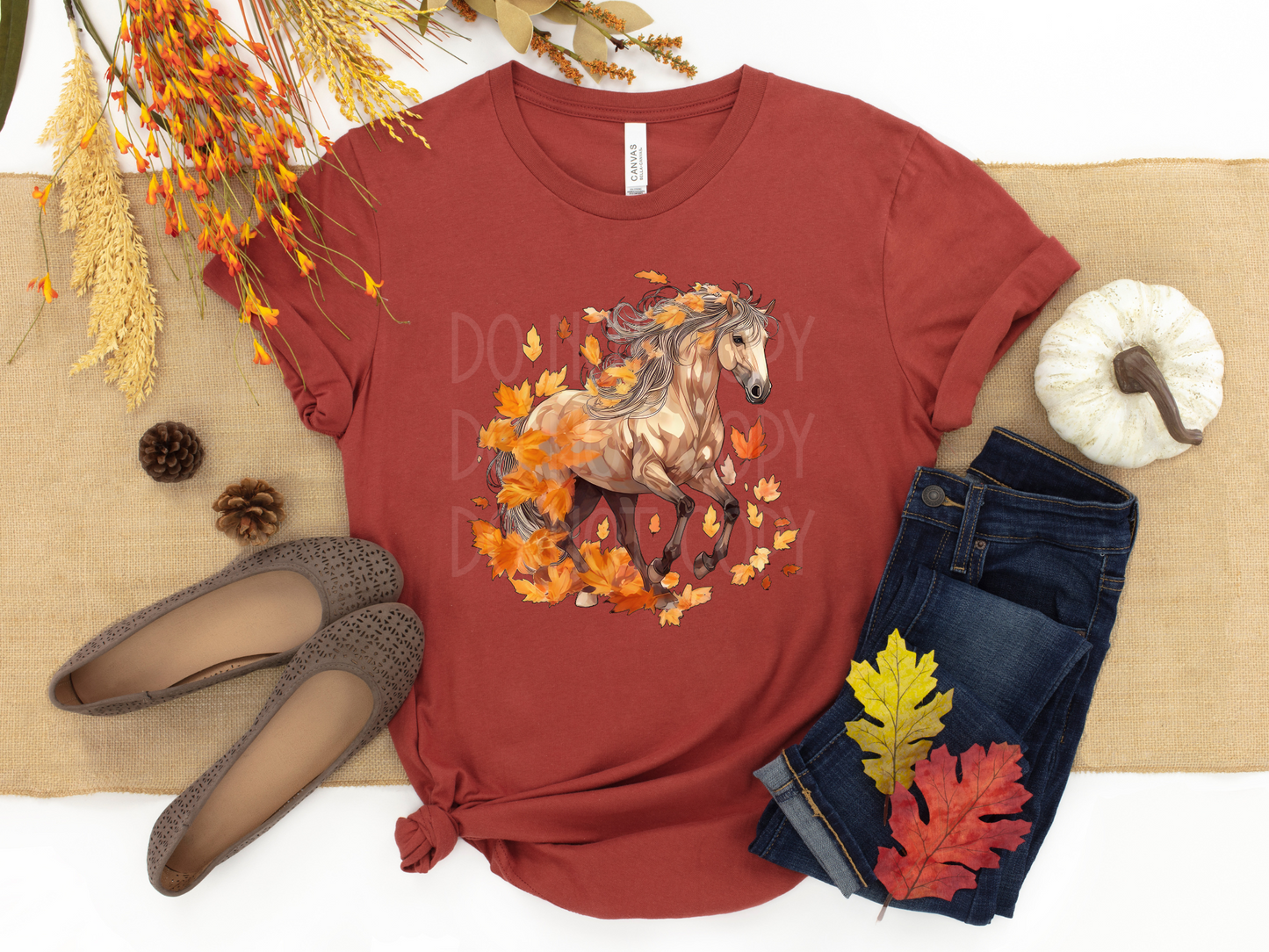 Horse Fall Leaves DTF - Texas Transfers and Designs