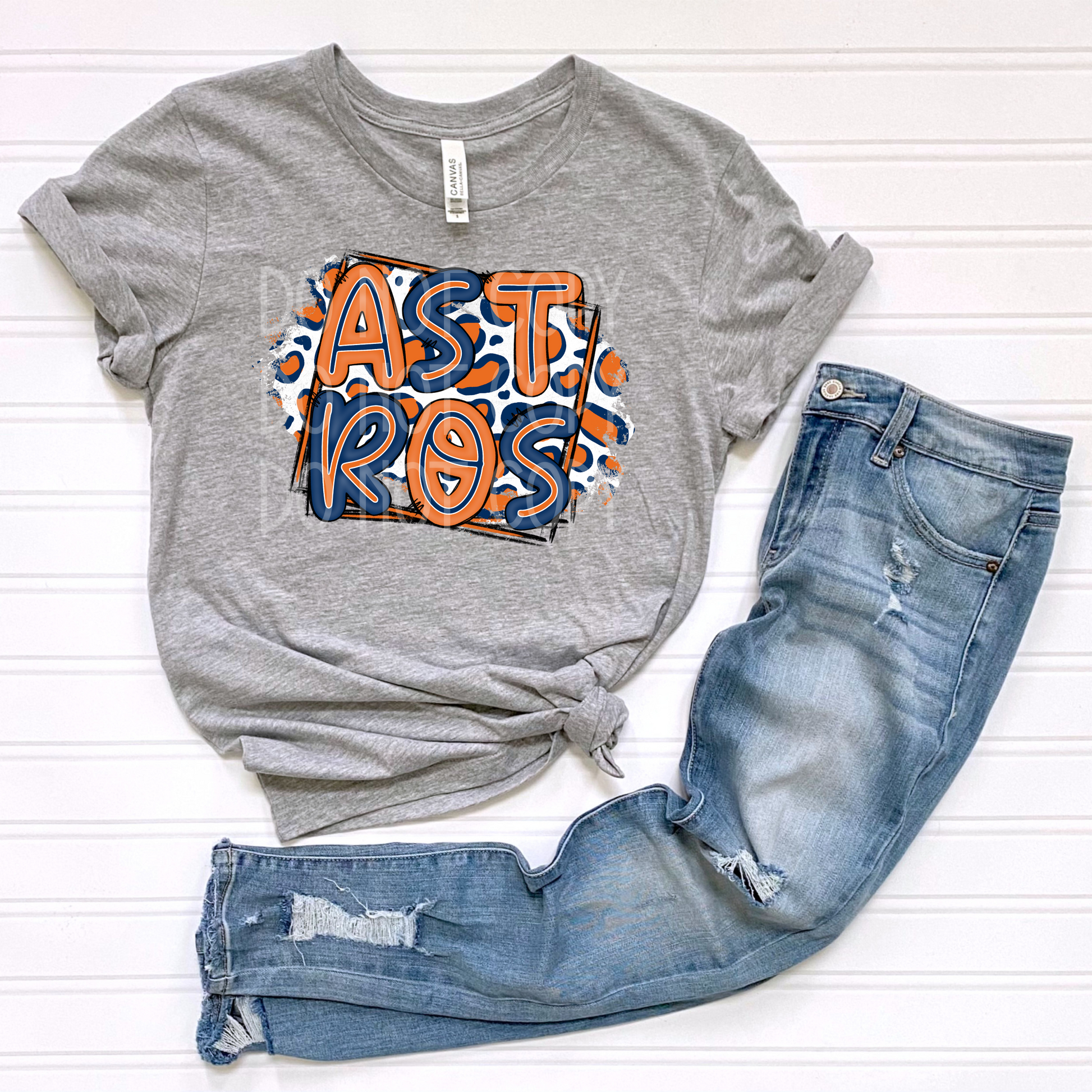 Houston Baseball Leopard DTF - Texas Transfers and Designs