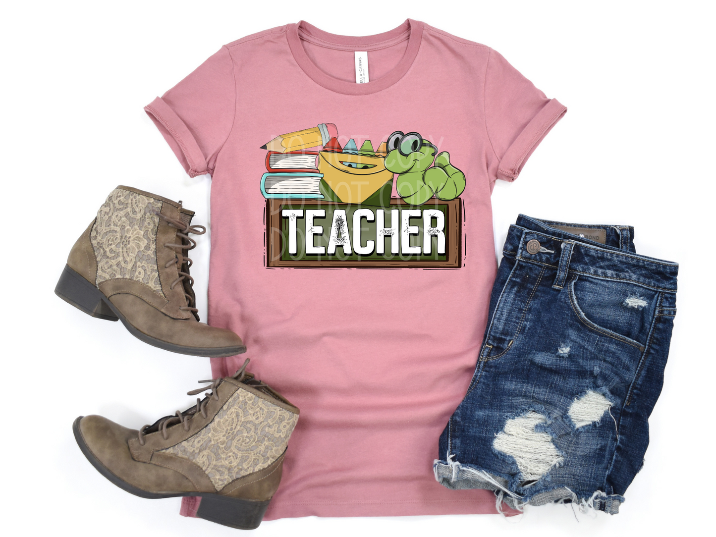 Teacher Chalkboard Worm DTF - Texas Transfers and Designs