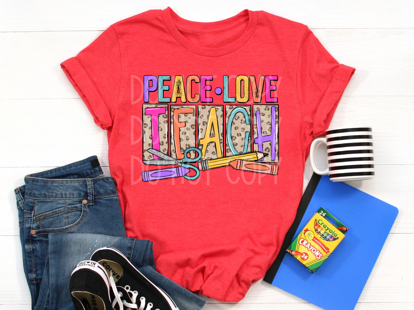 Peace Love Teach DTF - Texas Transfers and Designs