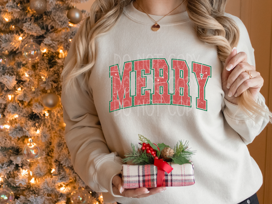 Merry Distressed DTF - Texas Transfers and Designs