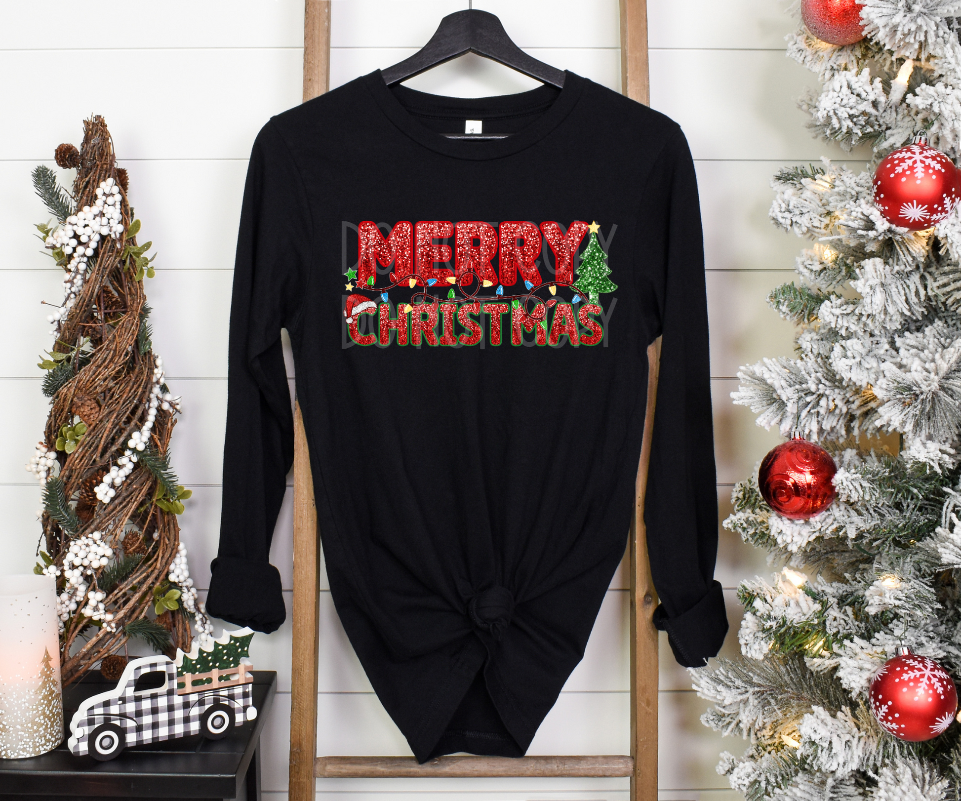 Merry Christmas Glitter DTF - Texas Transfers and Designs