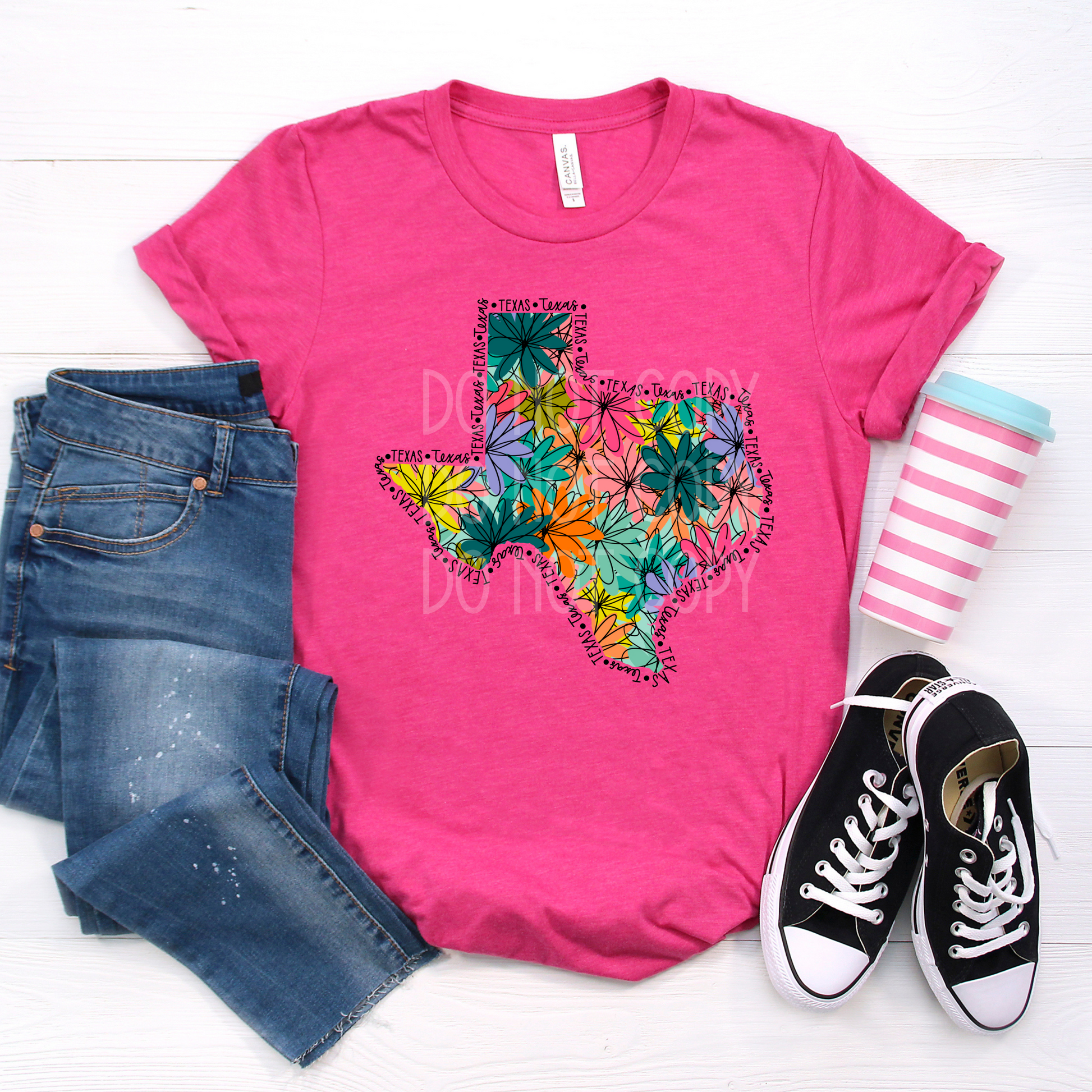 Texas Shape Floral DTF - Texas Transfers and Designs